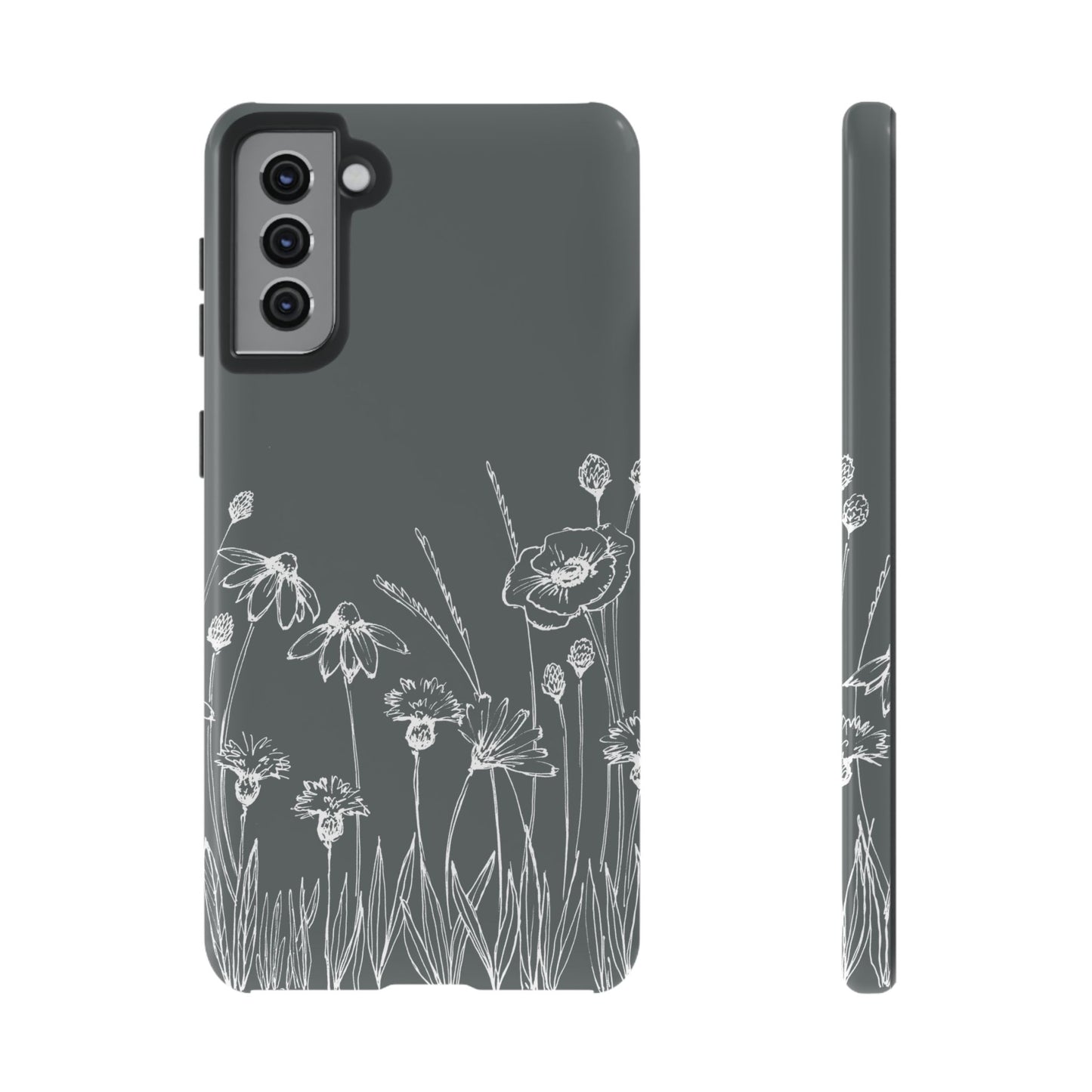 Doodle Flower Phone Case Gray