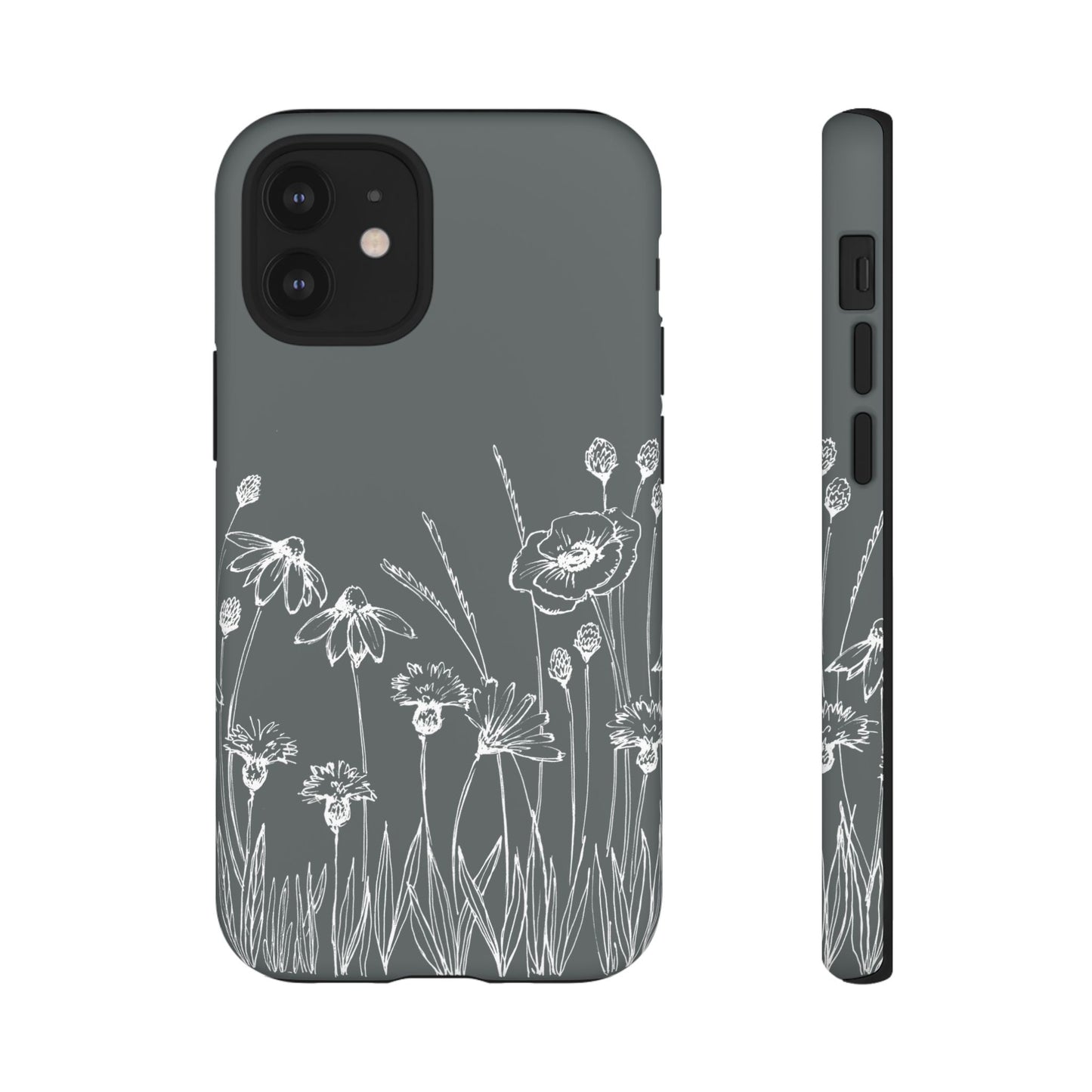 Doodle Flower Phone Case Gray