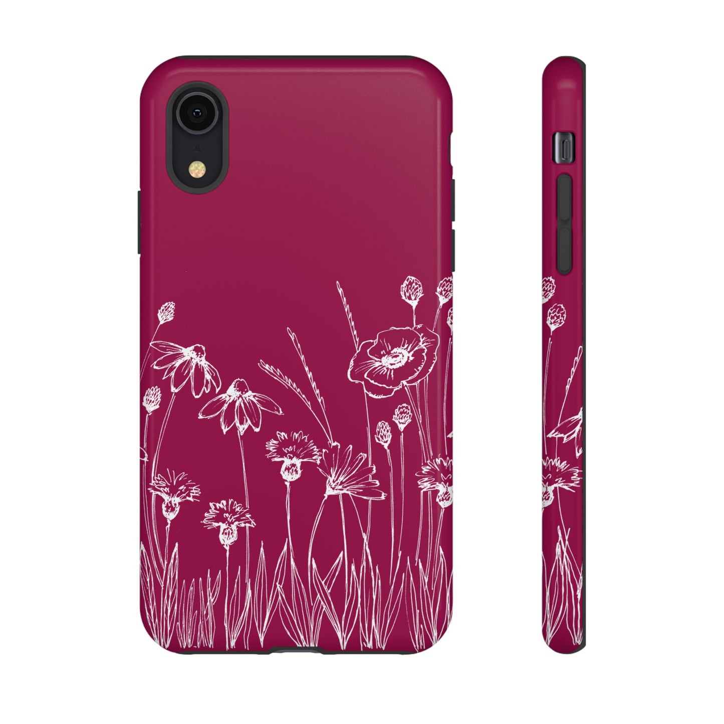 Doodle Flower Phone Case Berry