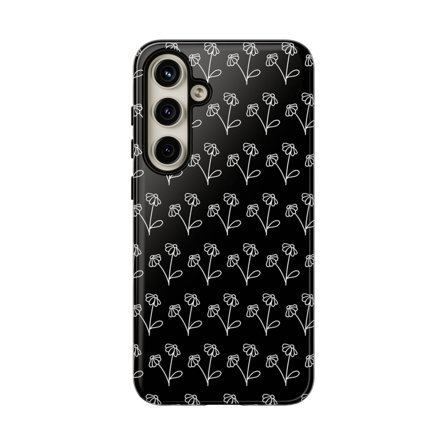 Doodle Flowers Phone Case Black