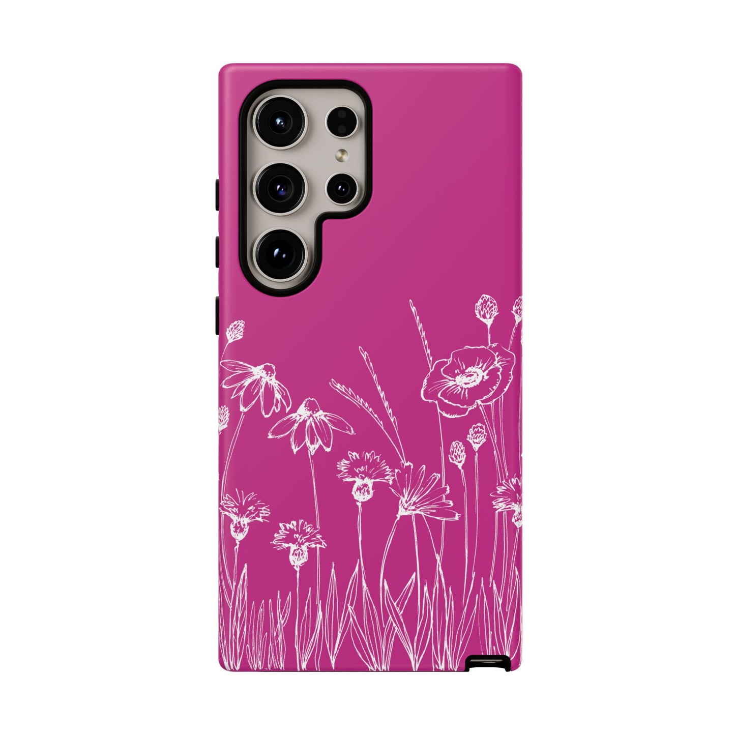 Doodle Flower Phone Case Hot Pink