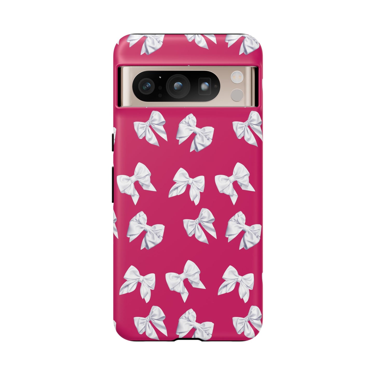 Bow Phone Case White on Hot Pink