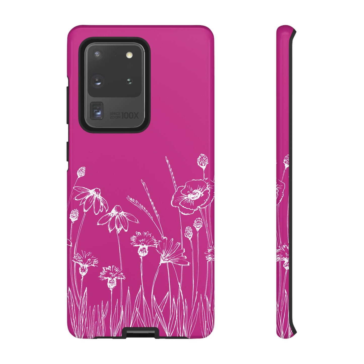 Doodle Flower Phone Case Hot Pink