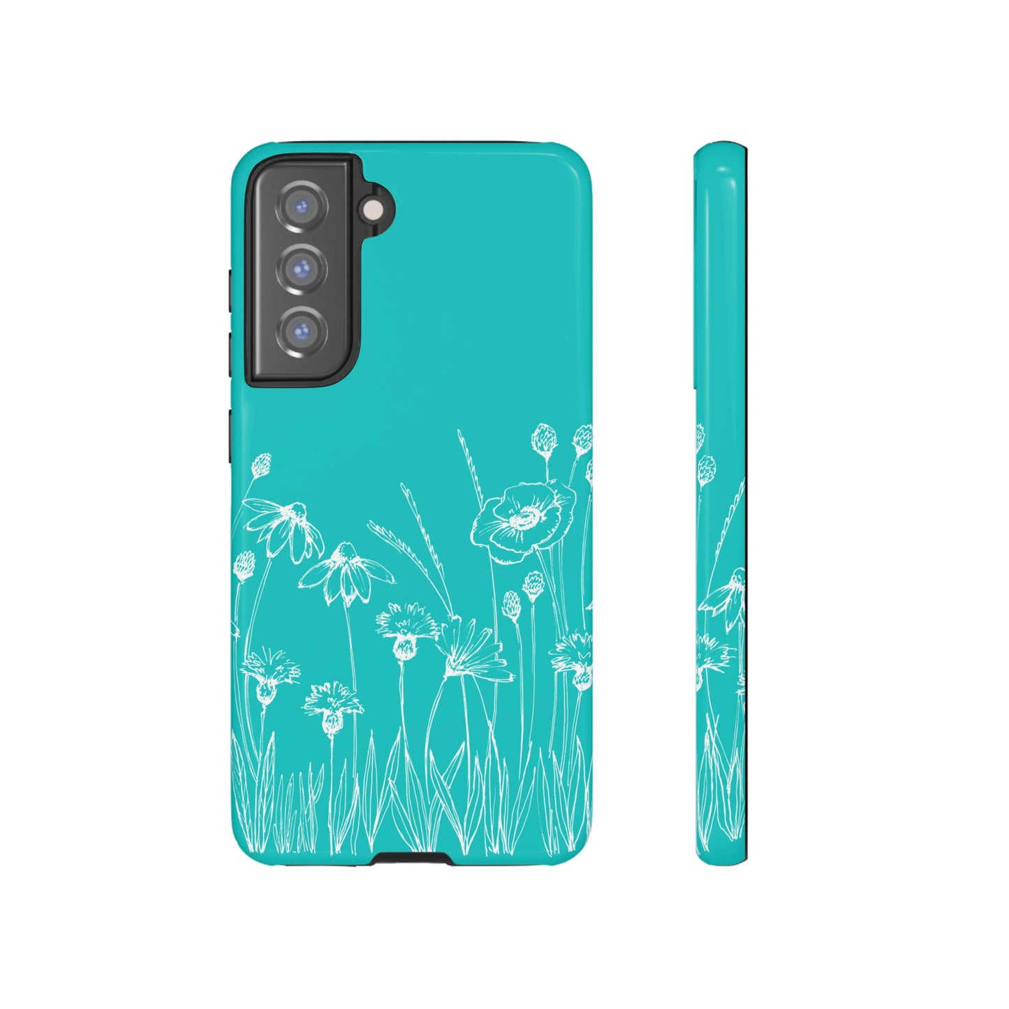 Doodle Flower Phone Case Aqua