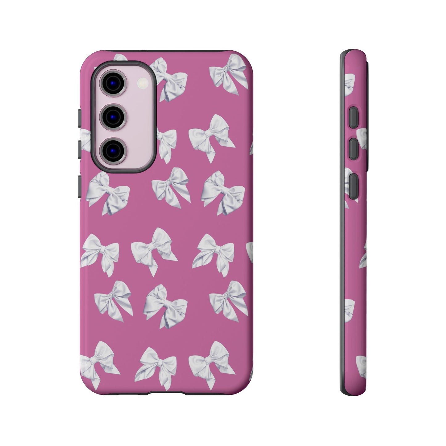 Bow Phone Case White on Pink