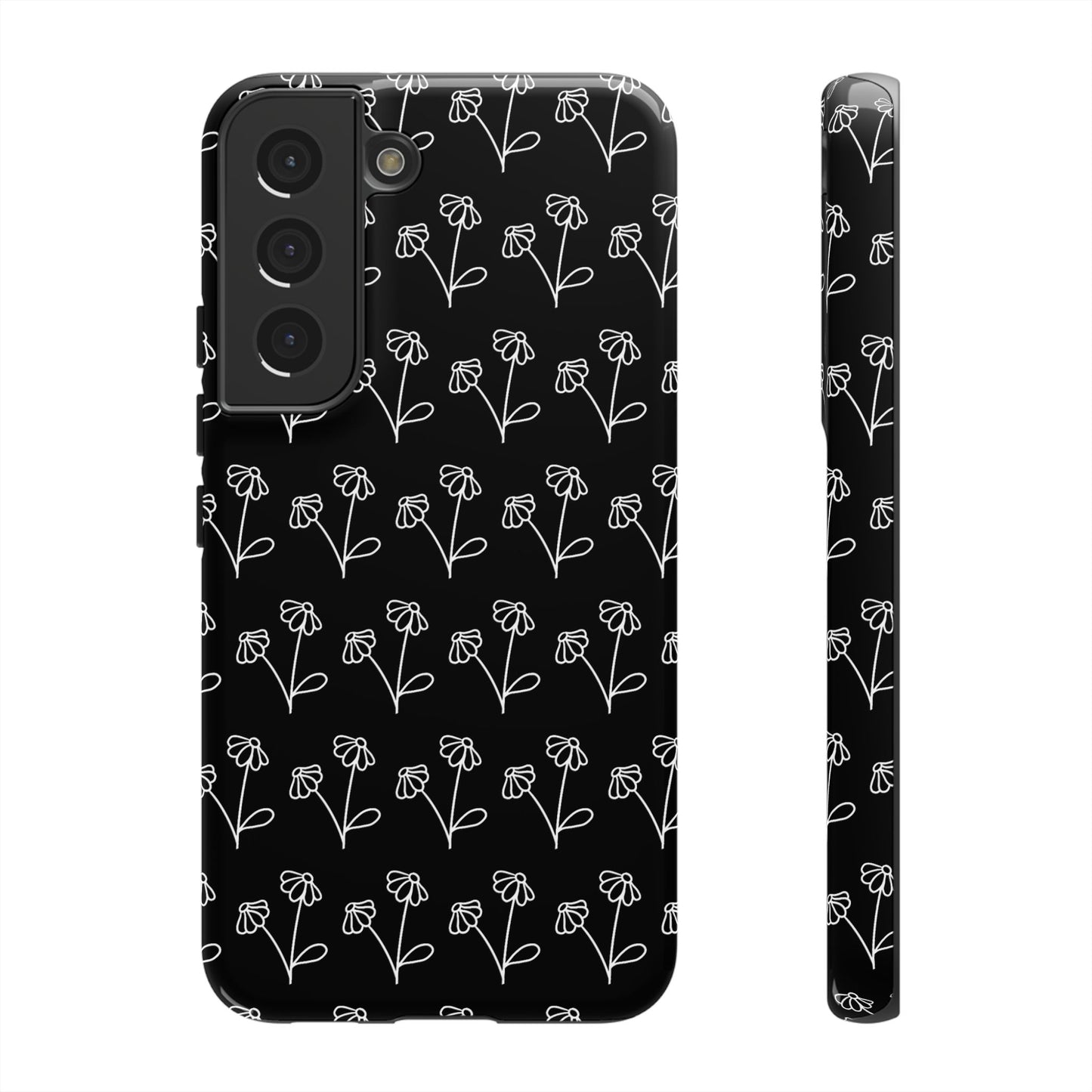 Doodle Flowers Phone Case Black