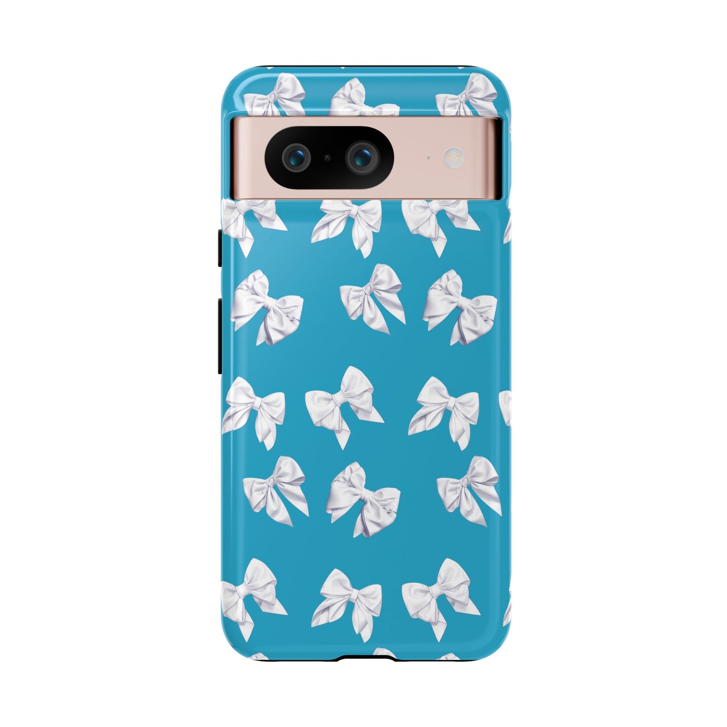 Bow Phone Case White on Turquoise