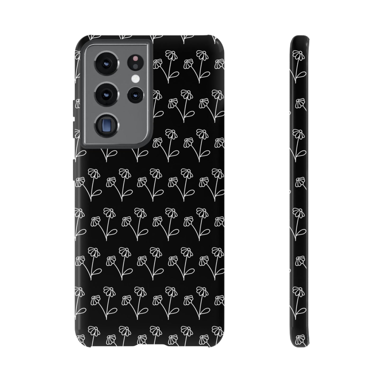 Doodle Flowers Phone Case Black