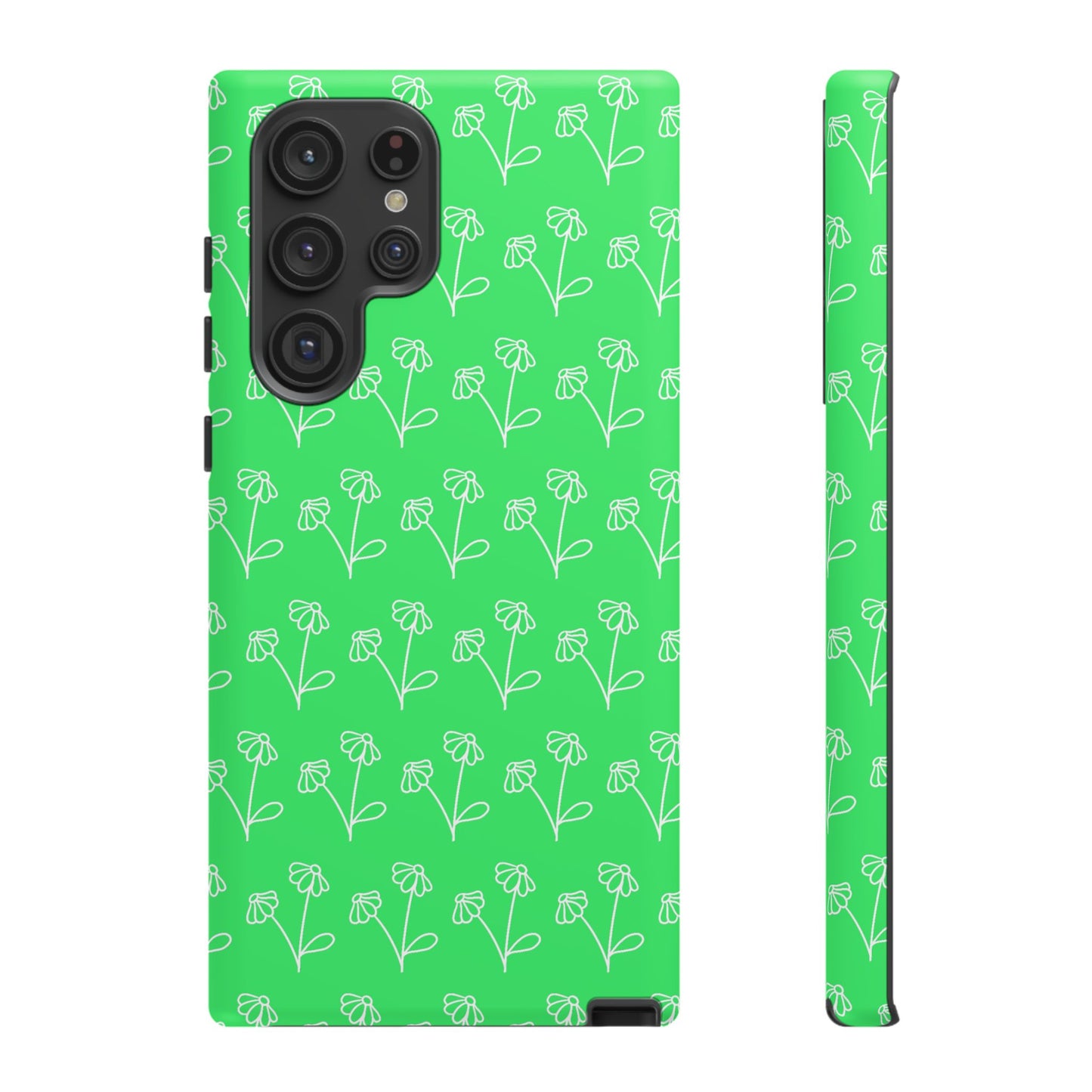 Doodle Flowers Phone Case Bright Green