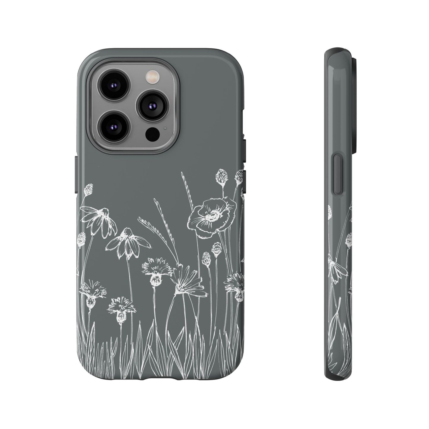 Doodle Flower Phone Case Gray