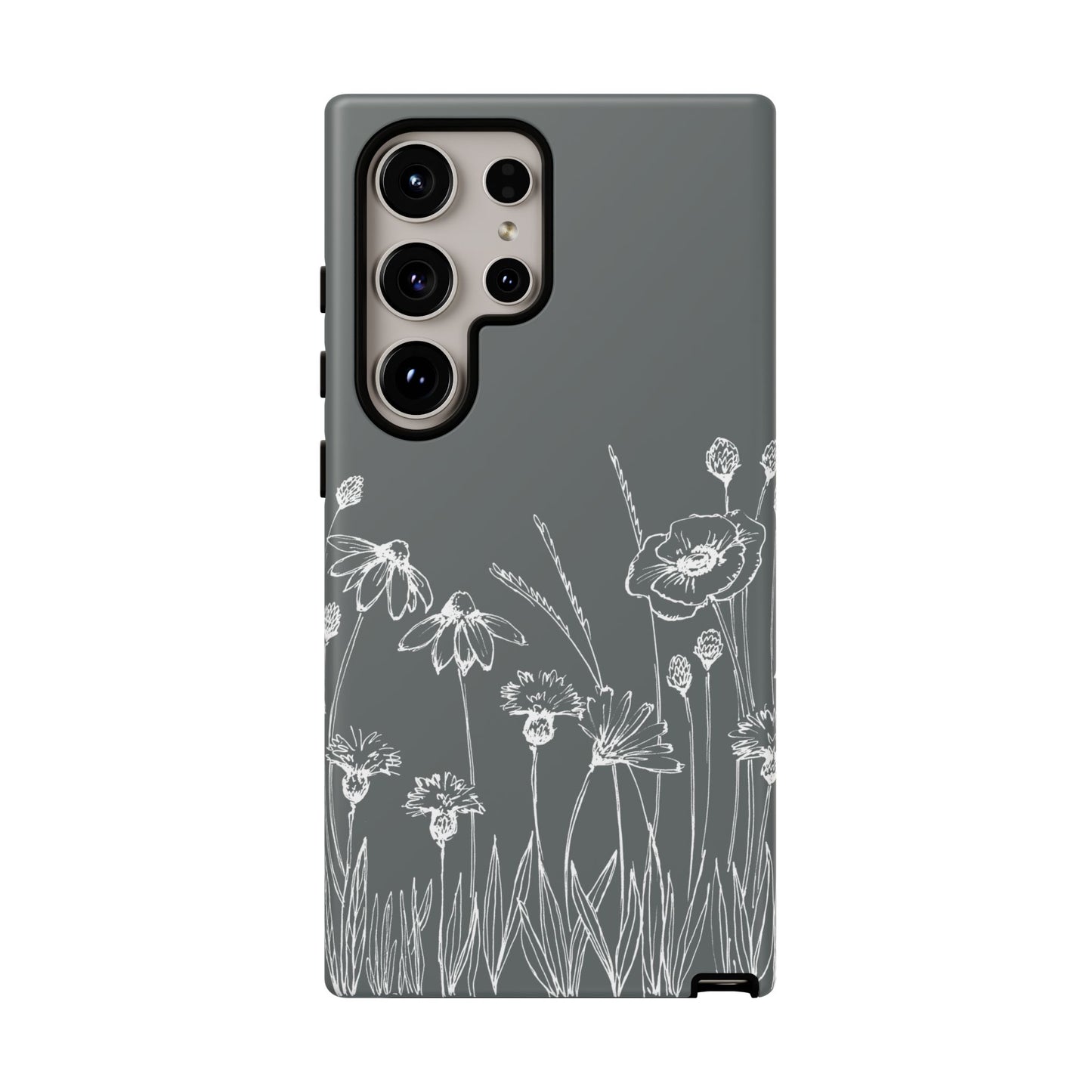 Doodle Flower Phone Case Gray