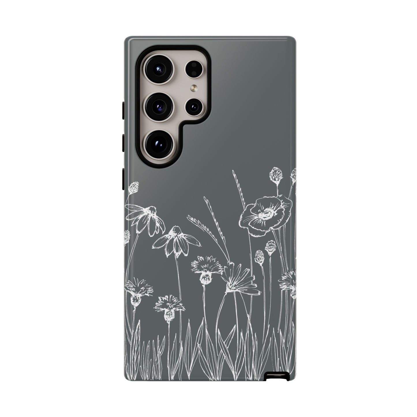 Doodle Flower Phone Case Gray