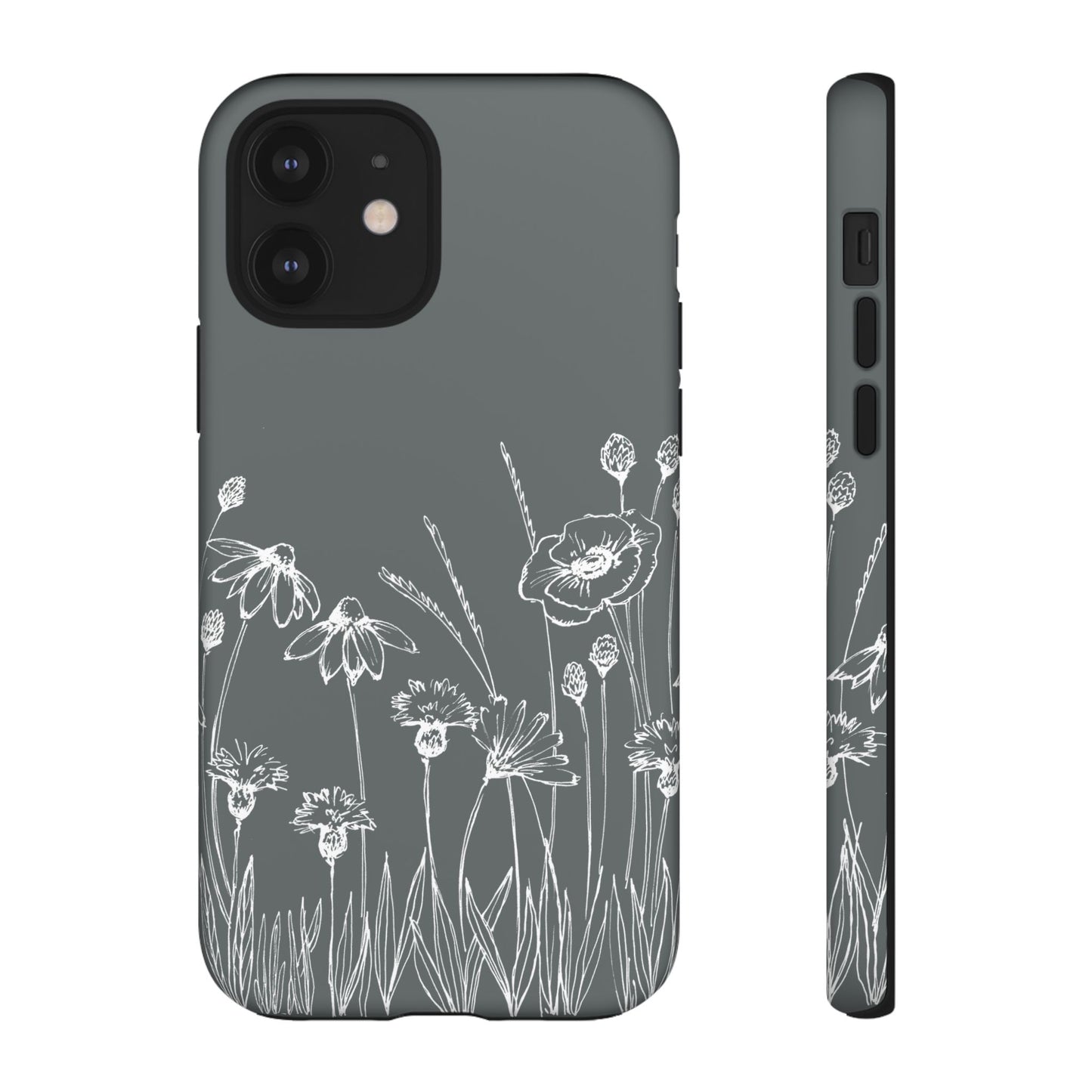 Doodle Flower Phone Case Gray