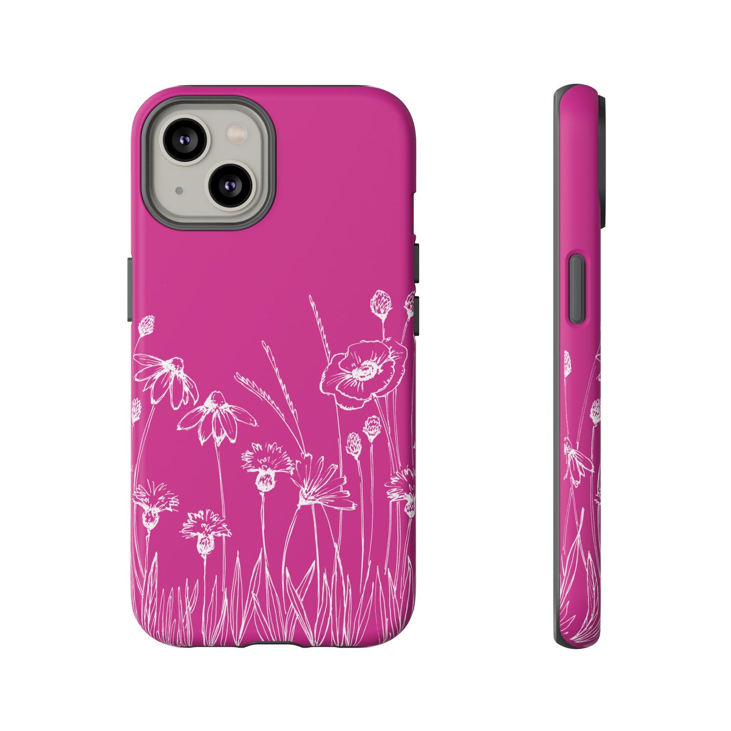 Doodle Flower Phone Case Hot Pink