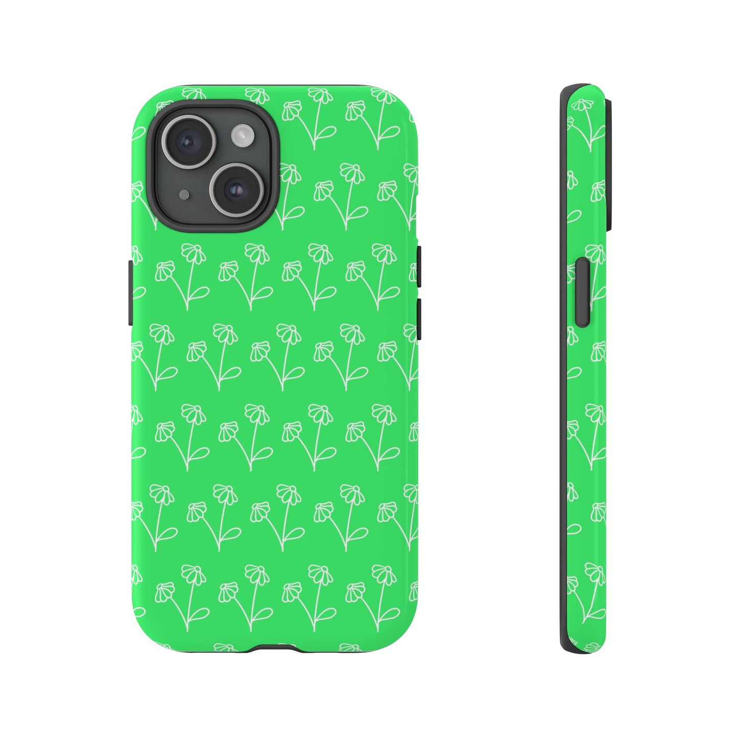 Doodle Flowers Phone Case Bright Green