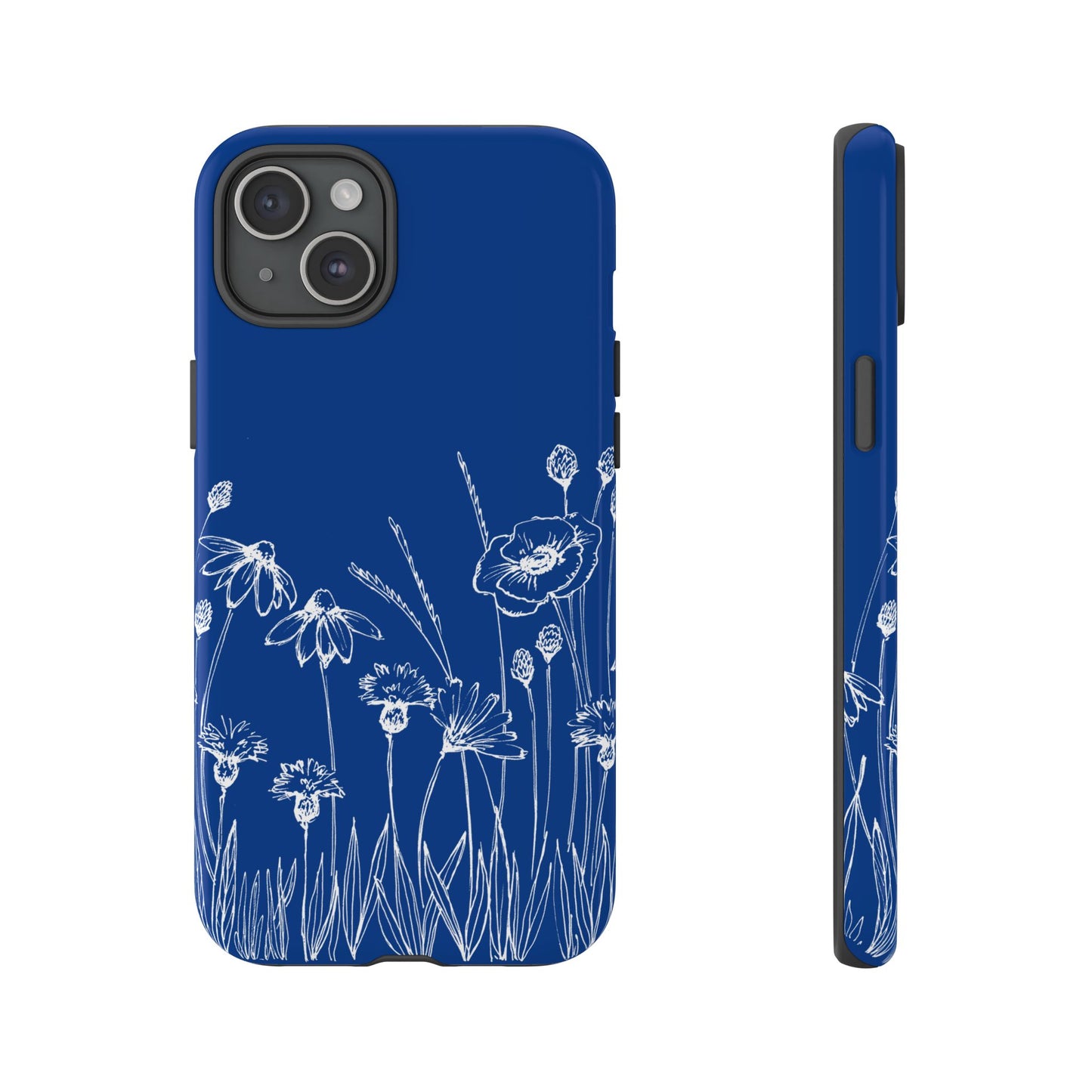 Doodle Flower Phone Case Blue