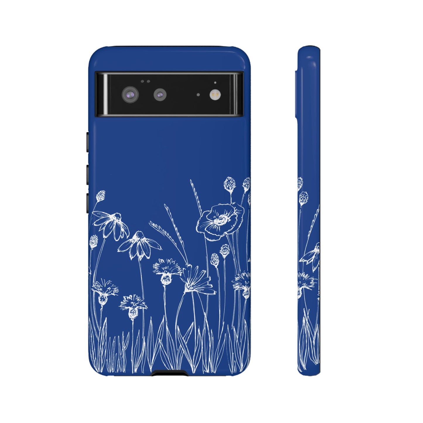 Doodle Flower Phone Case Blue