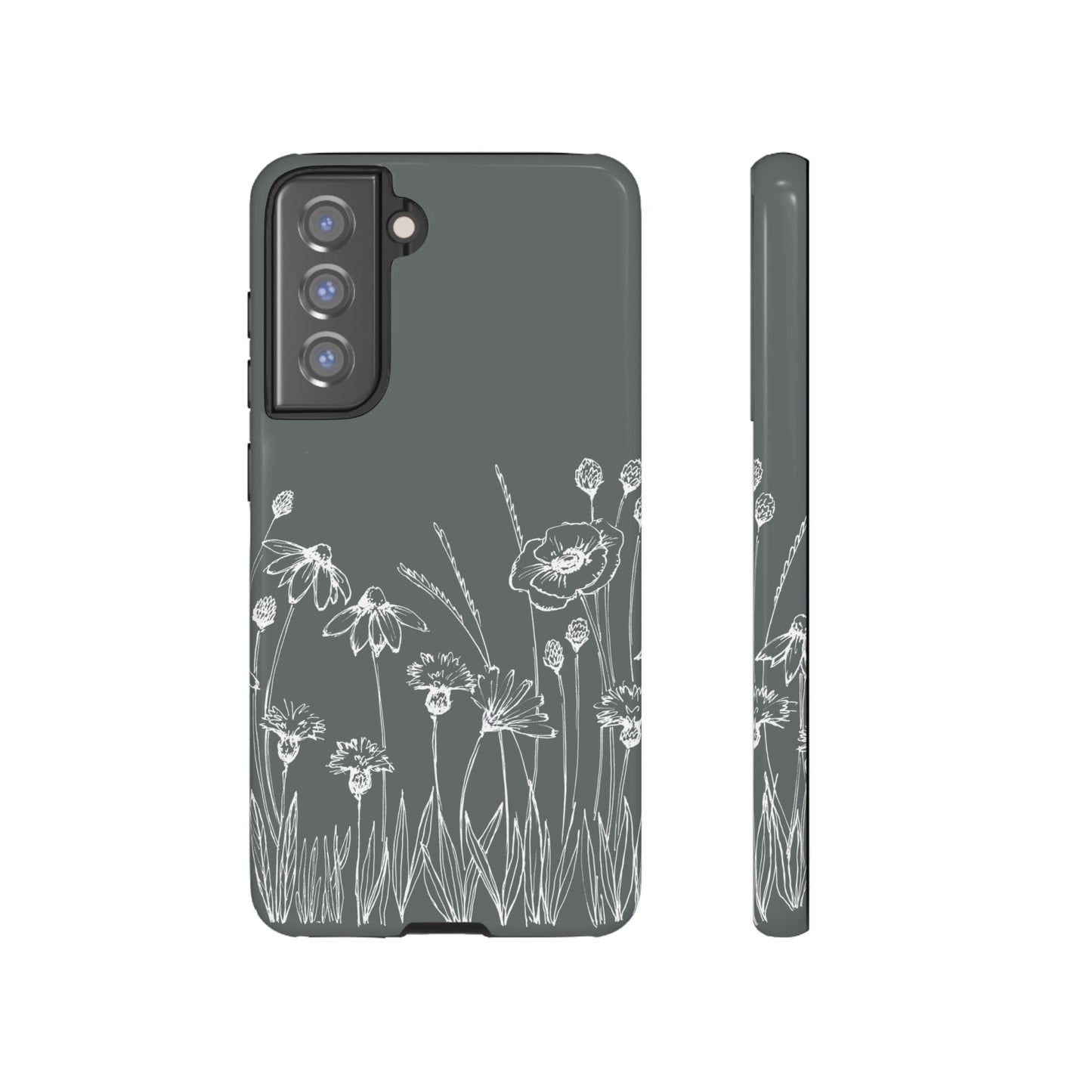 Doodle Flower Phone Case Gray