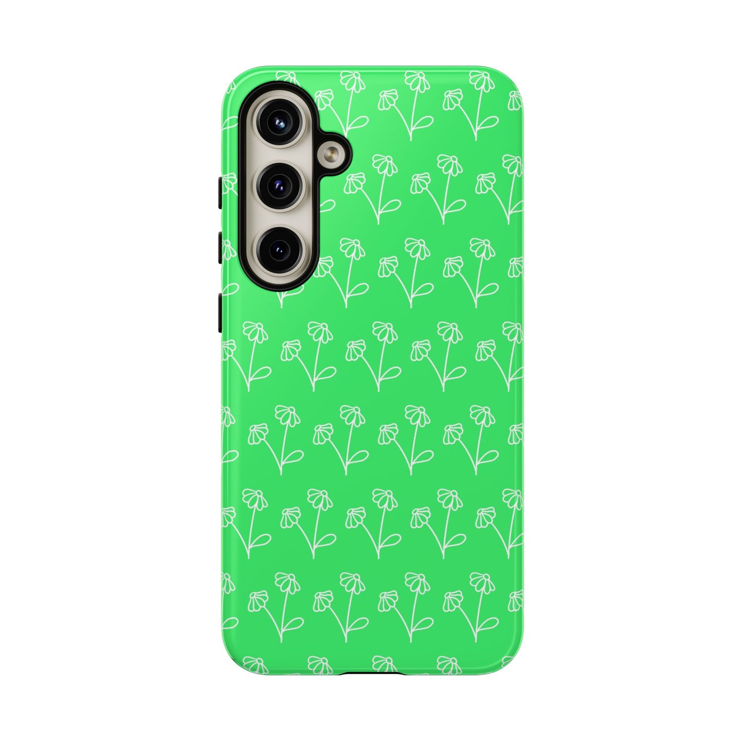 Doodle Flowers Phone Case Bright Green