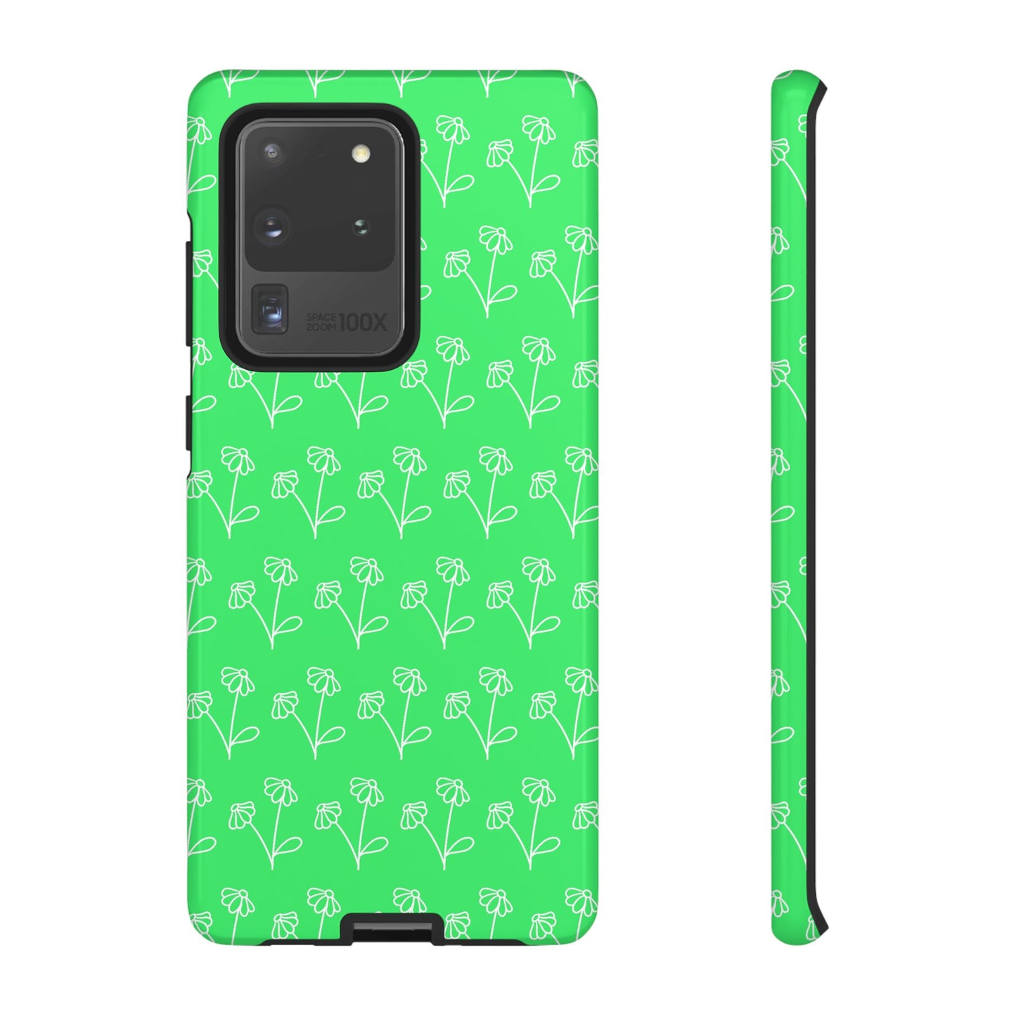 Doodle Flowers Phone Case Bright Green