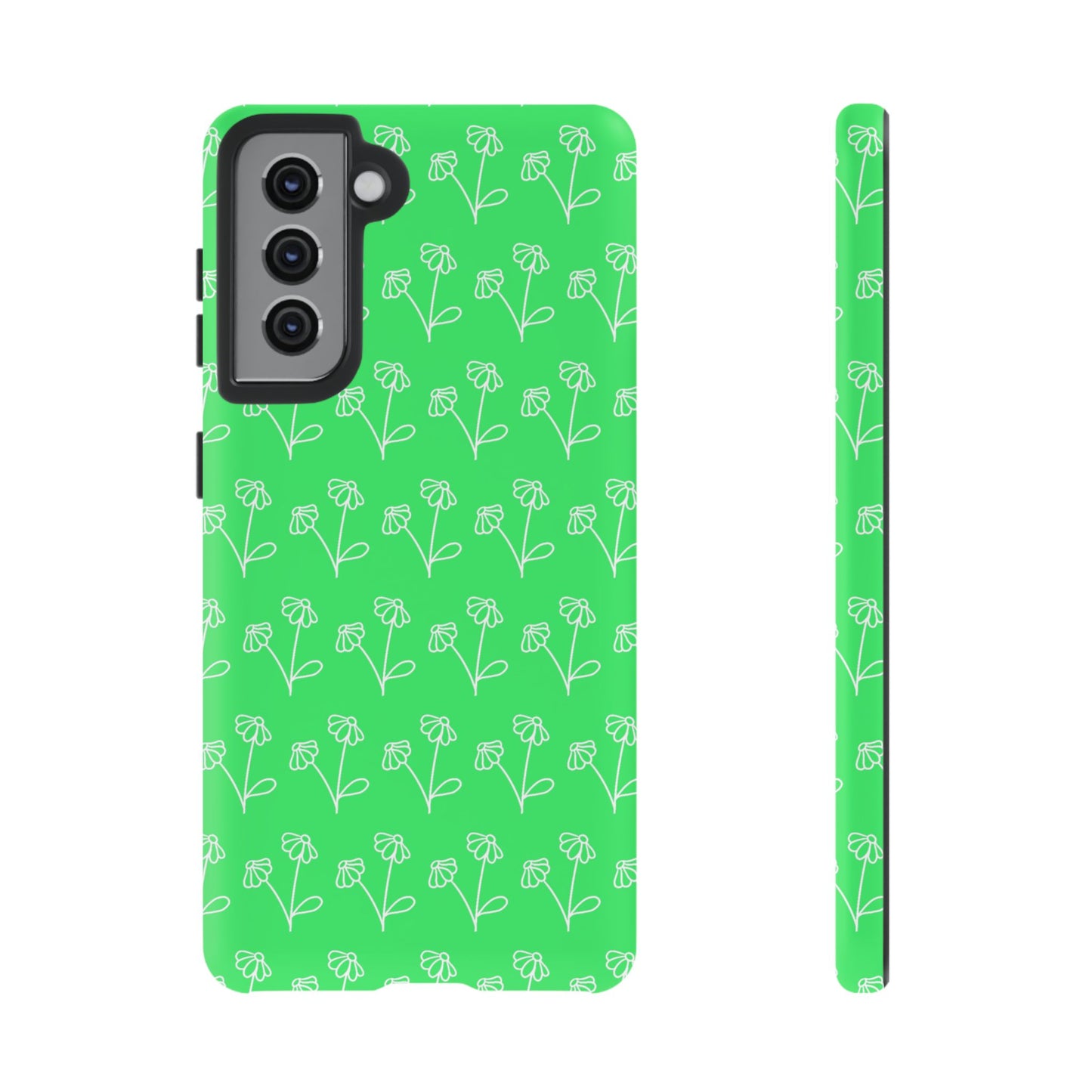 Doodle Flowers Phone Case Bright Green