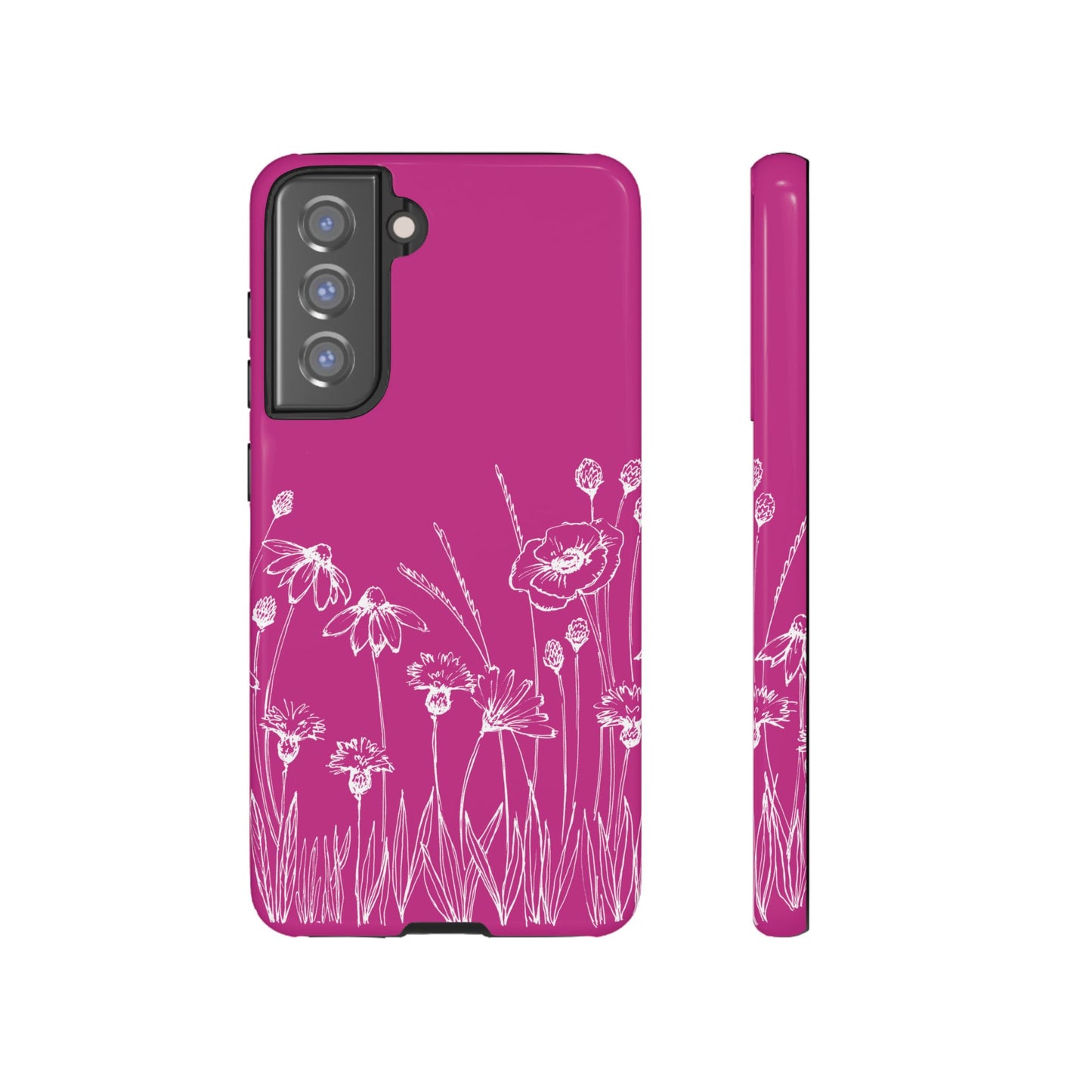 Doodle Flower Phone Case Hot Pink