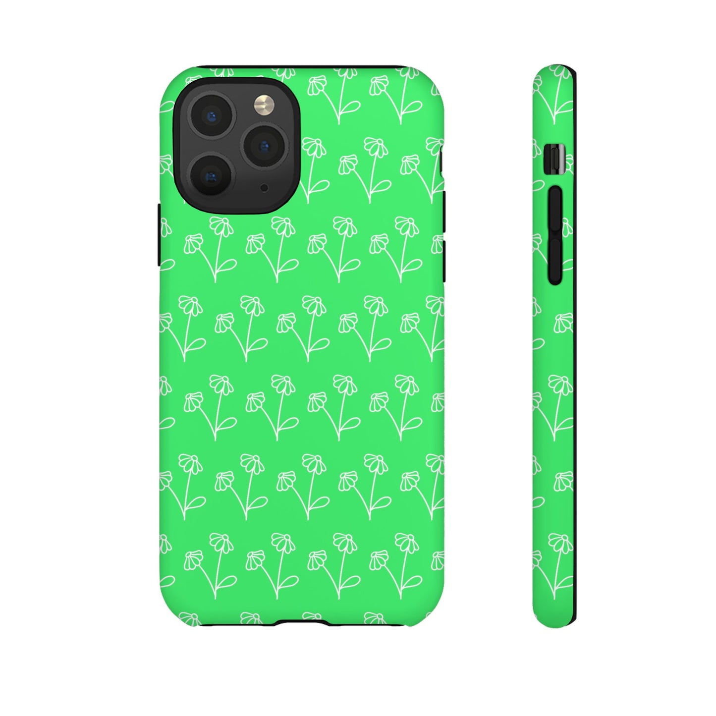 Doodle Flowers Phone Case Bright Green