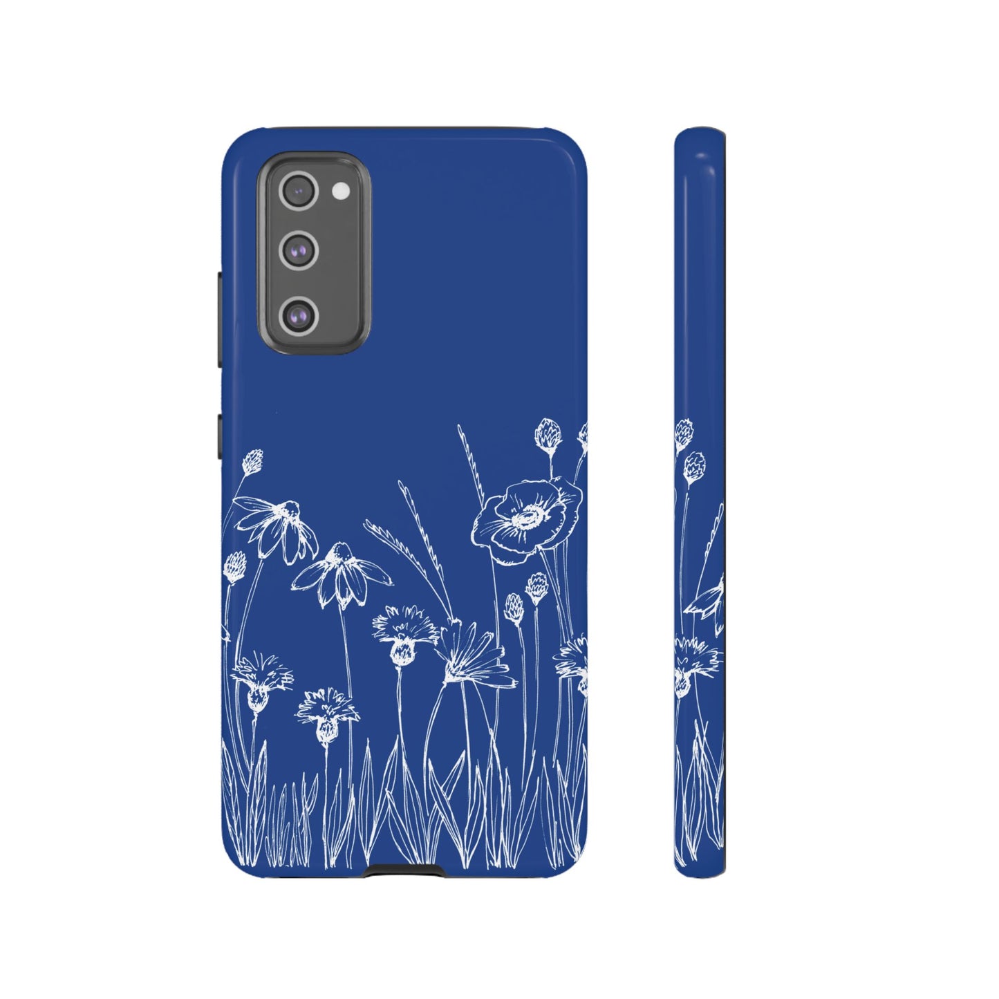 Doodle Flower Phone Case Blue