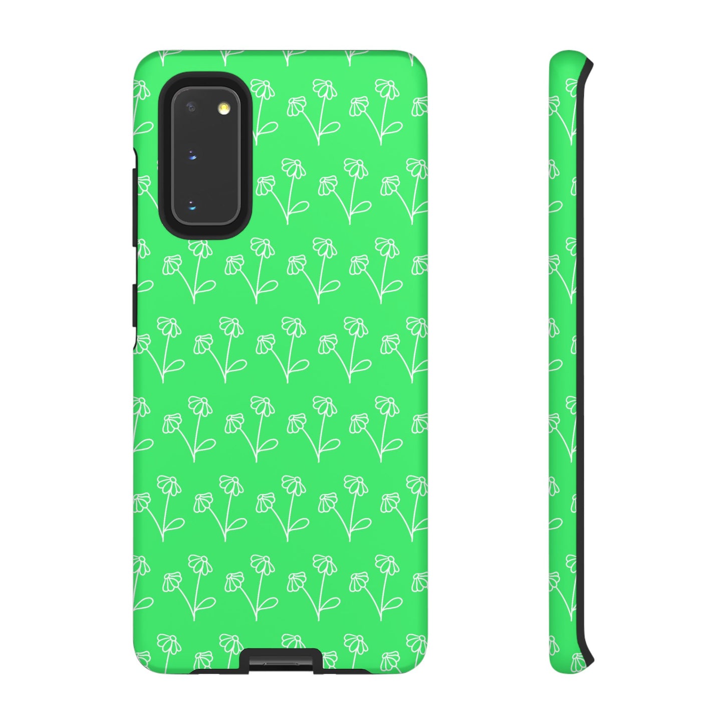 Doodle Flowers Phone Case Bright Green