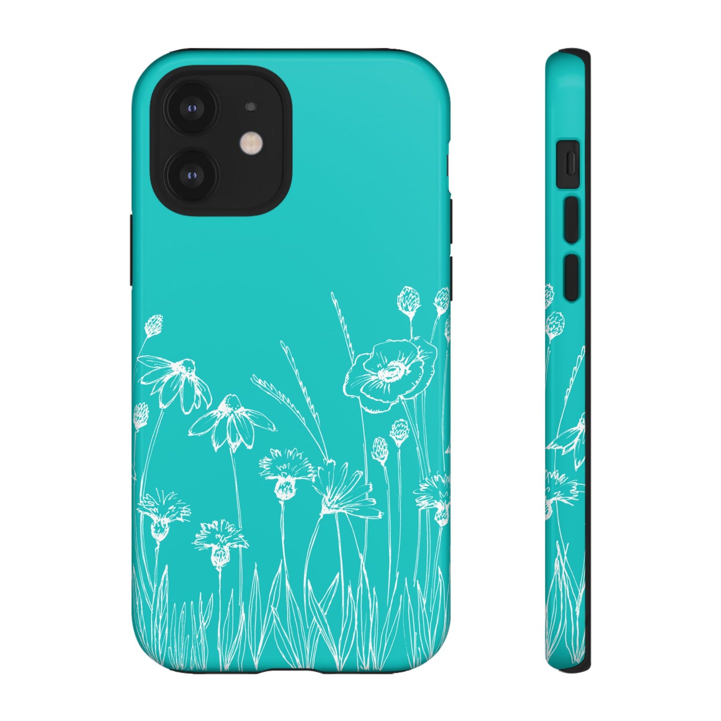 Doodle Flower Phone Case Aqua