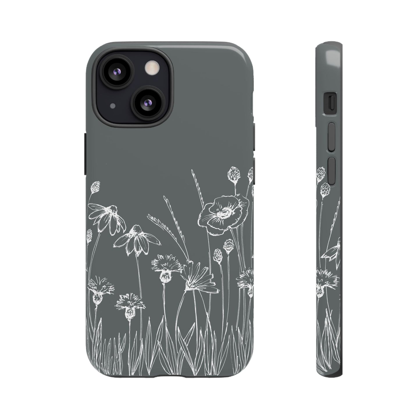 Doodle Flower Phone Case Gray