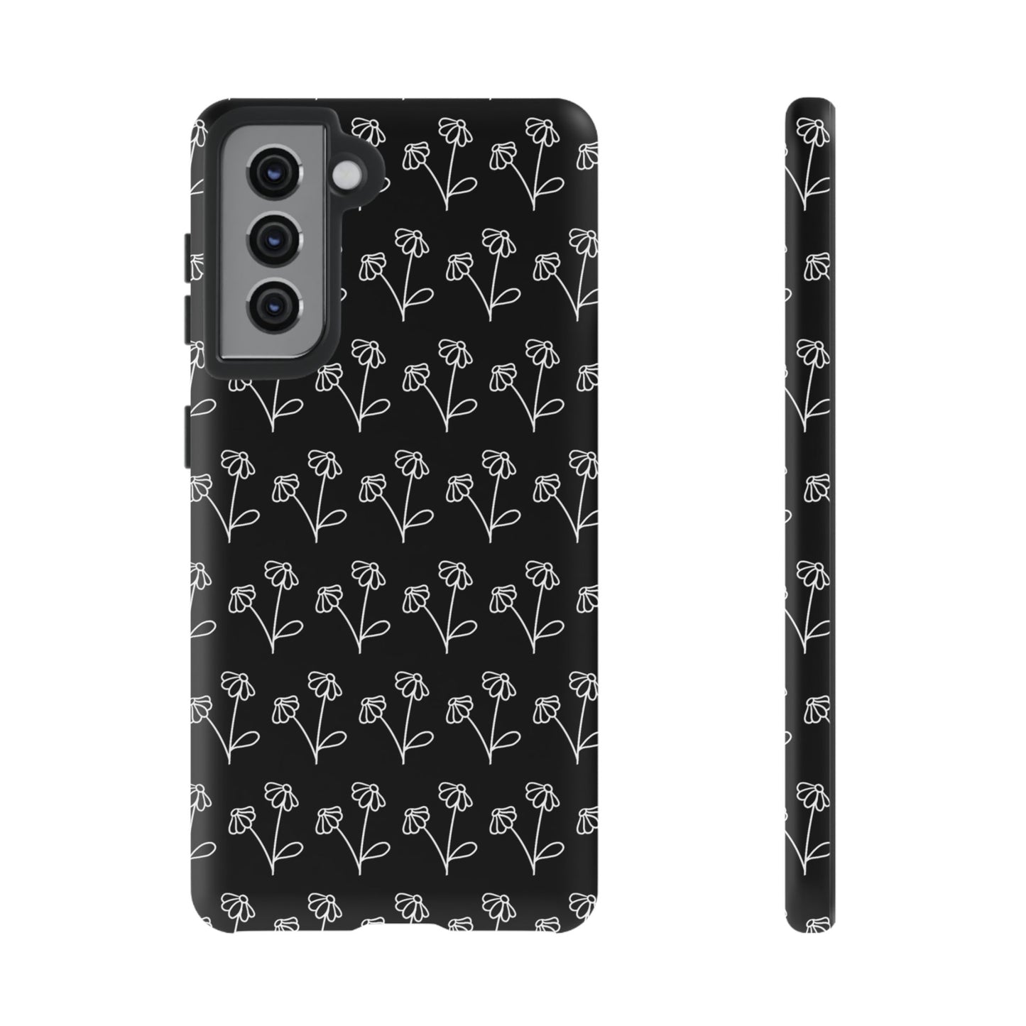 Doodle Flowers Phone Case Black