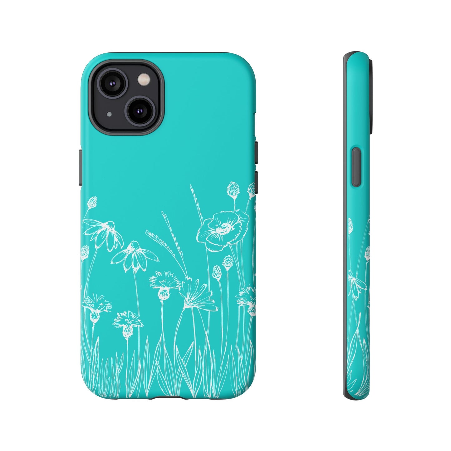 Doodle Flower Phone Case Aqua