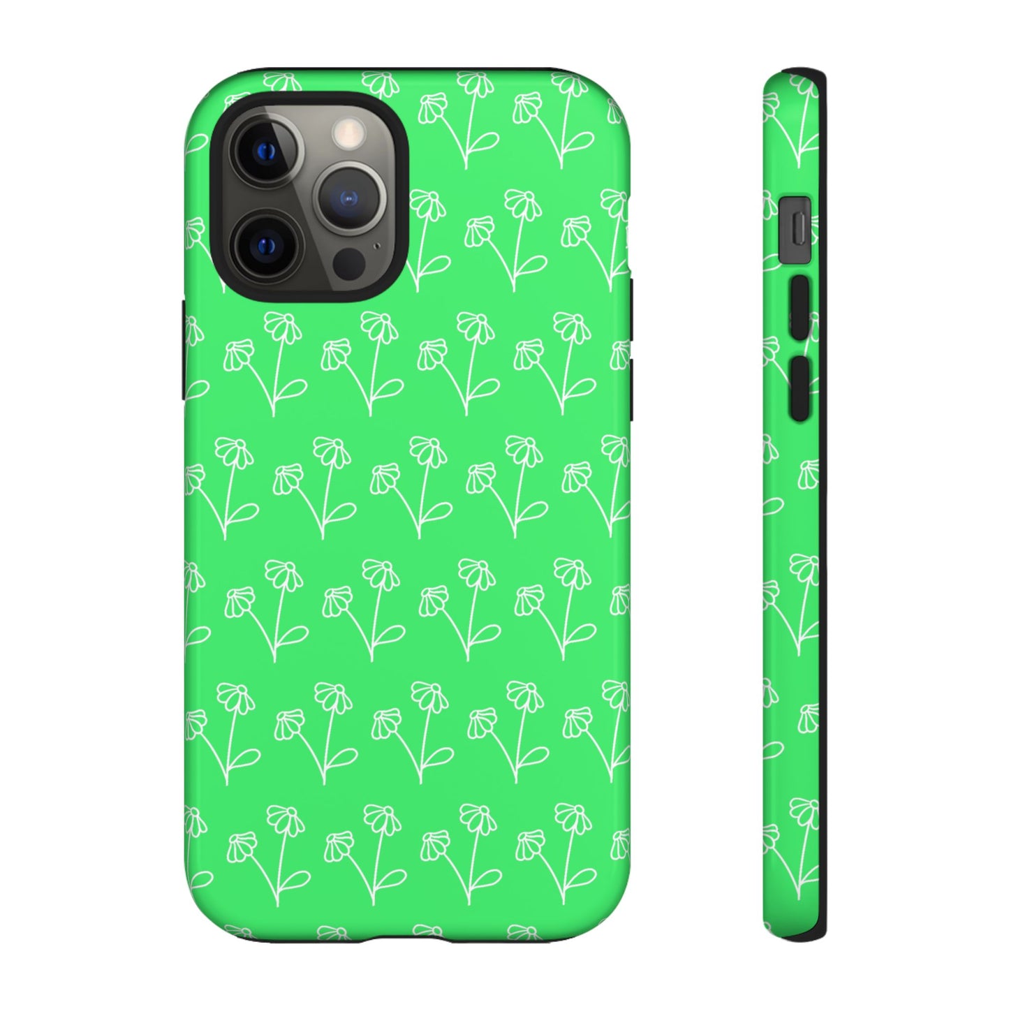 Doodle Flowers Phone Case Bright Green