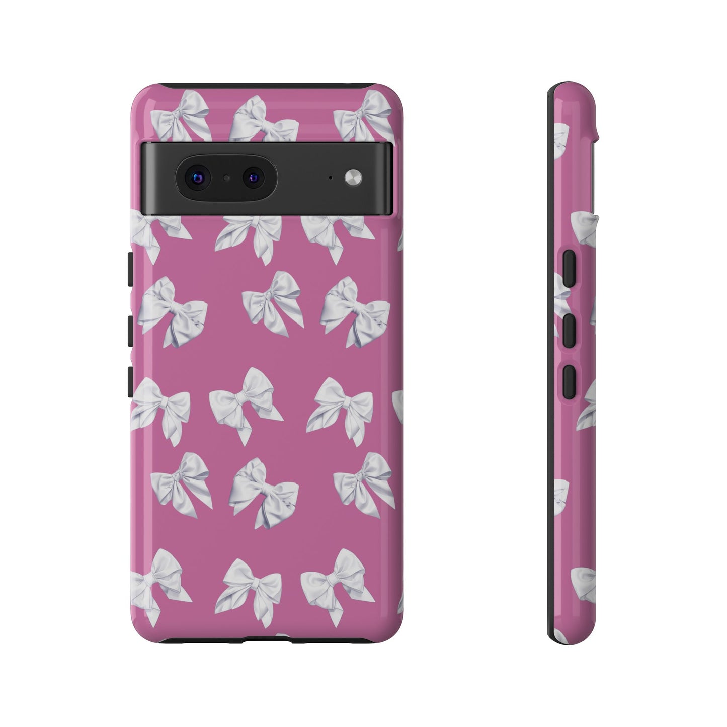 Bow Phone Case White on Pink