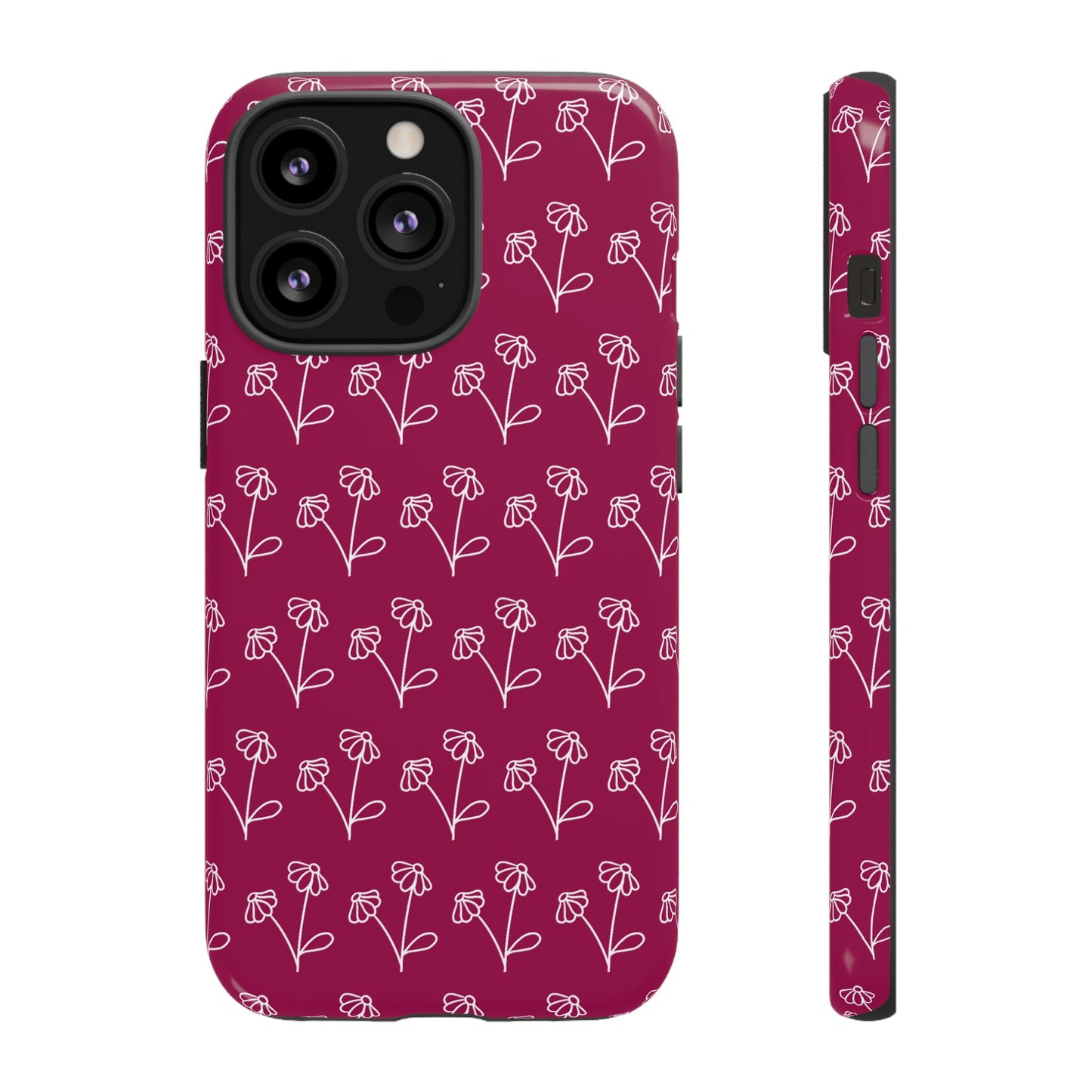 Doodle Flowers Phone Case Berry