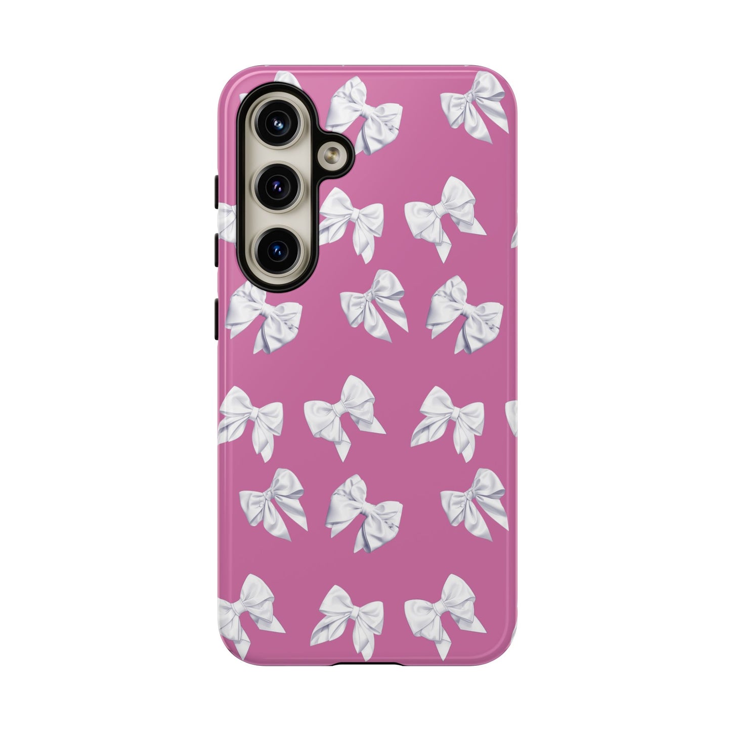 Bow Phone Case White on Pink