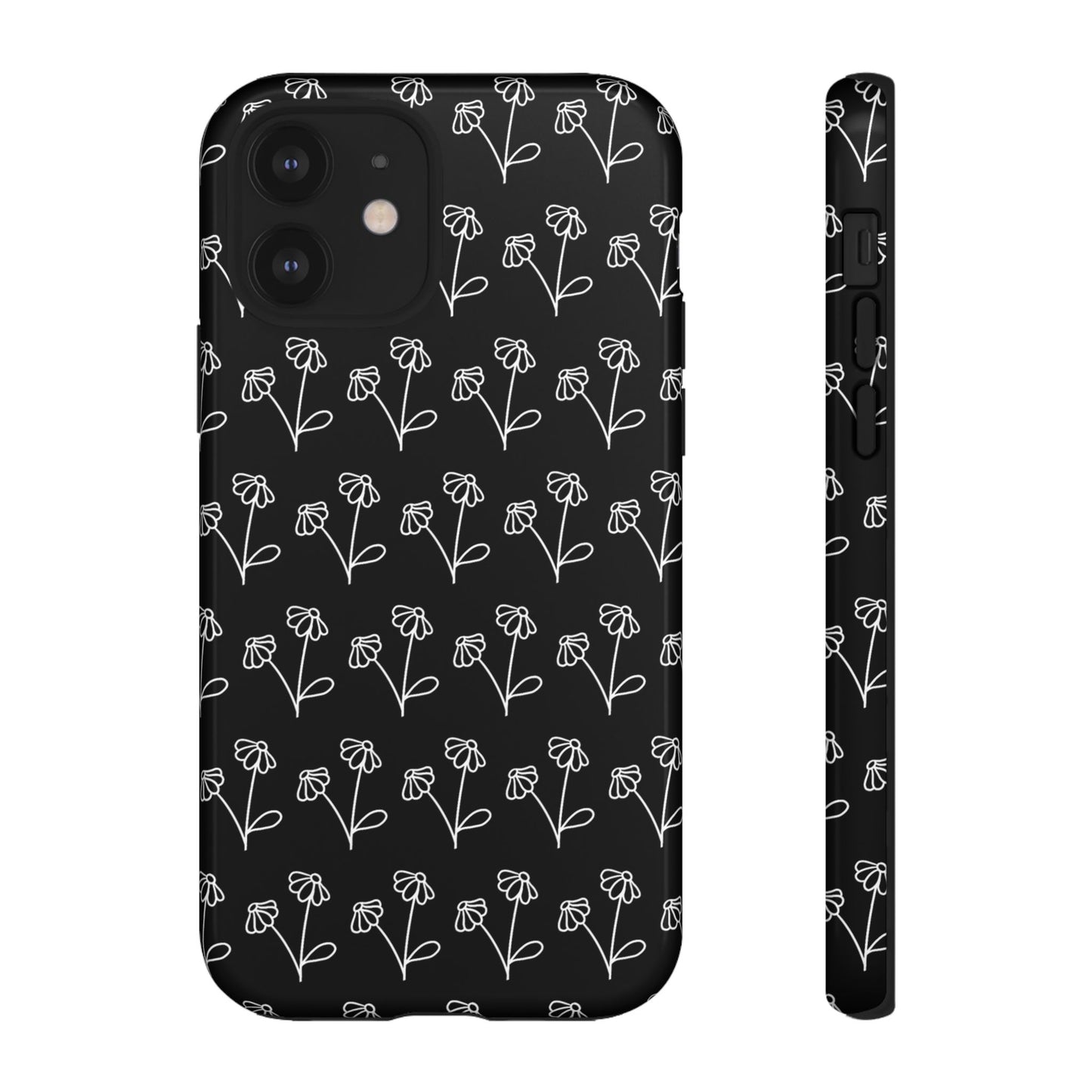 Doodle Flowers Phone Case Black