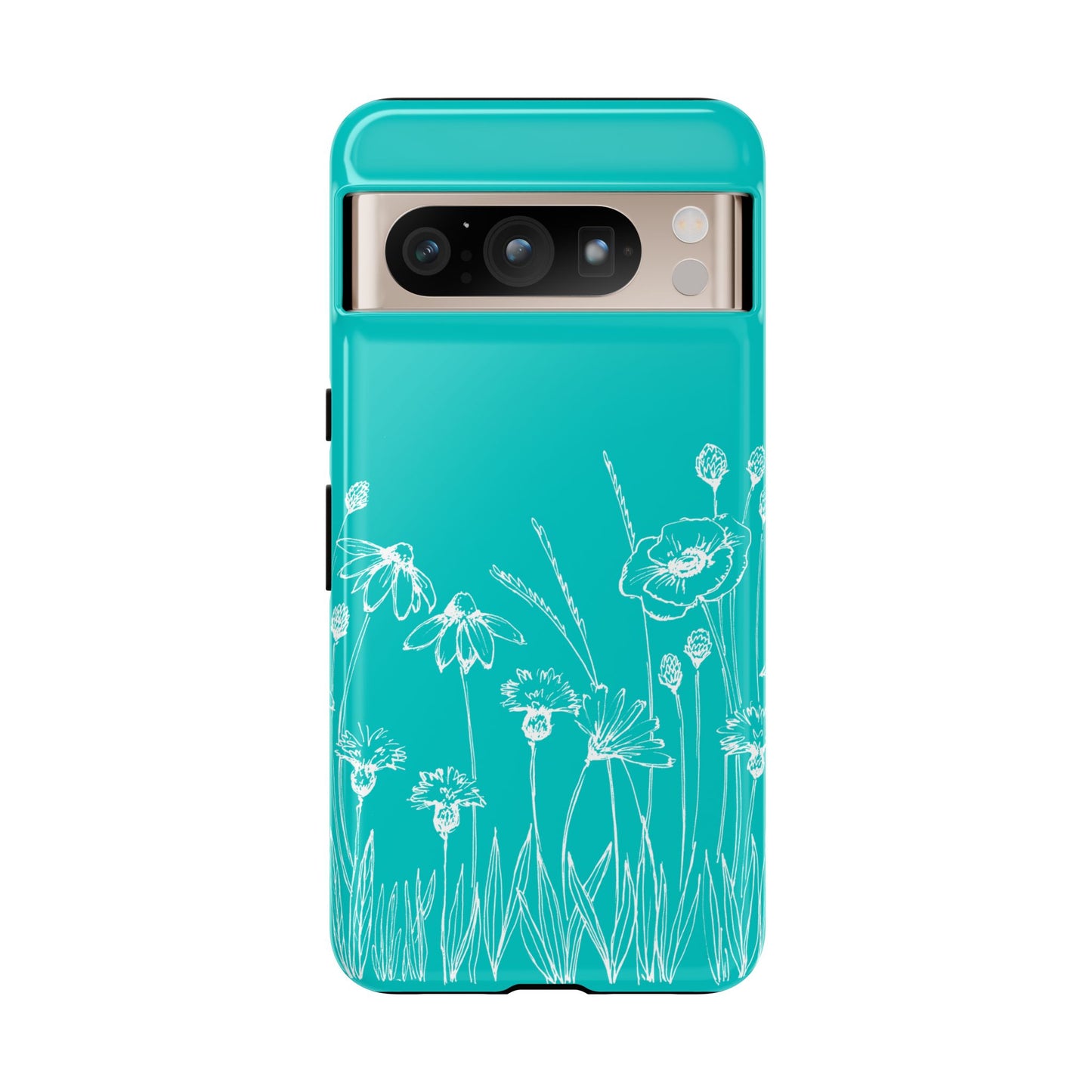 Doodle Flower Phone Case Aqua