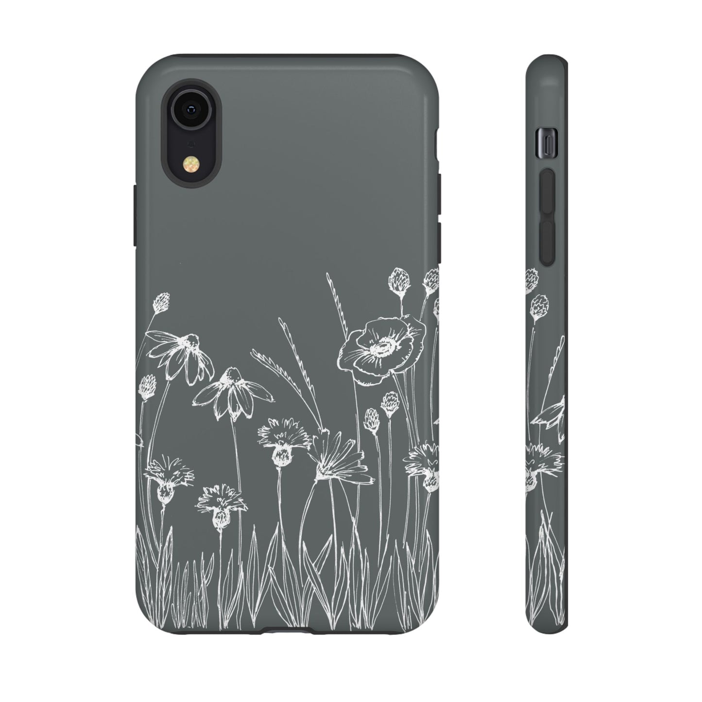 Doodle Flower Phone Case Gray