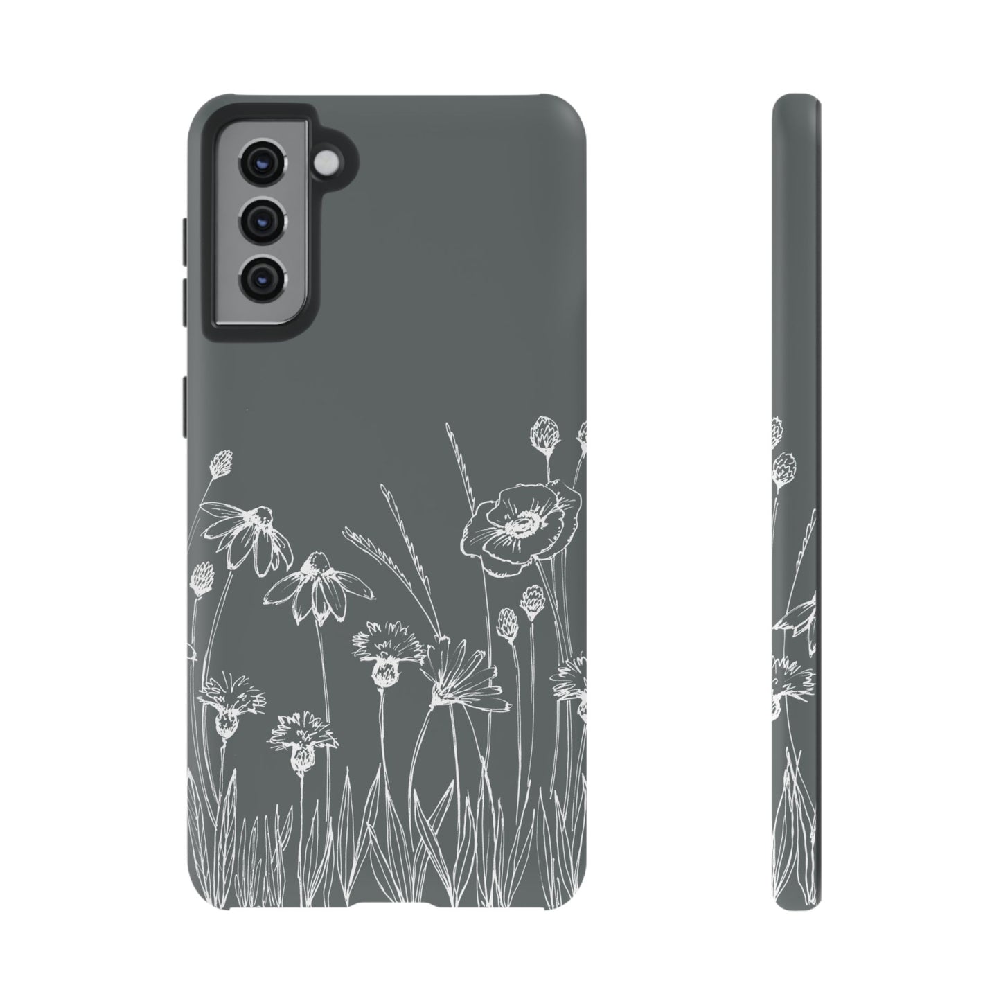 Doodle Flower Phone Case Gray