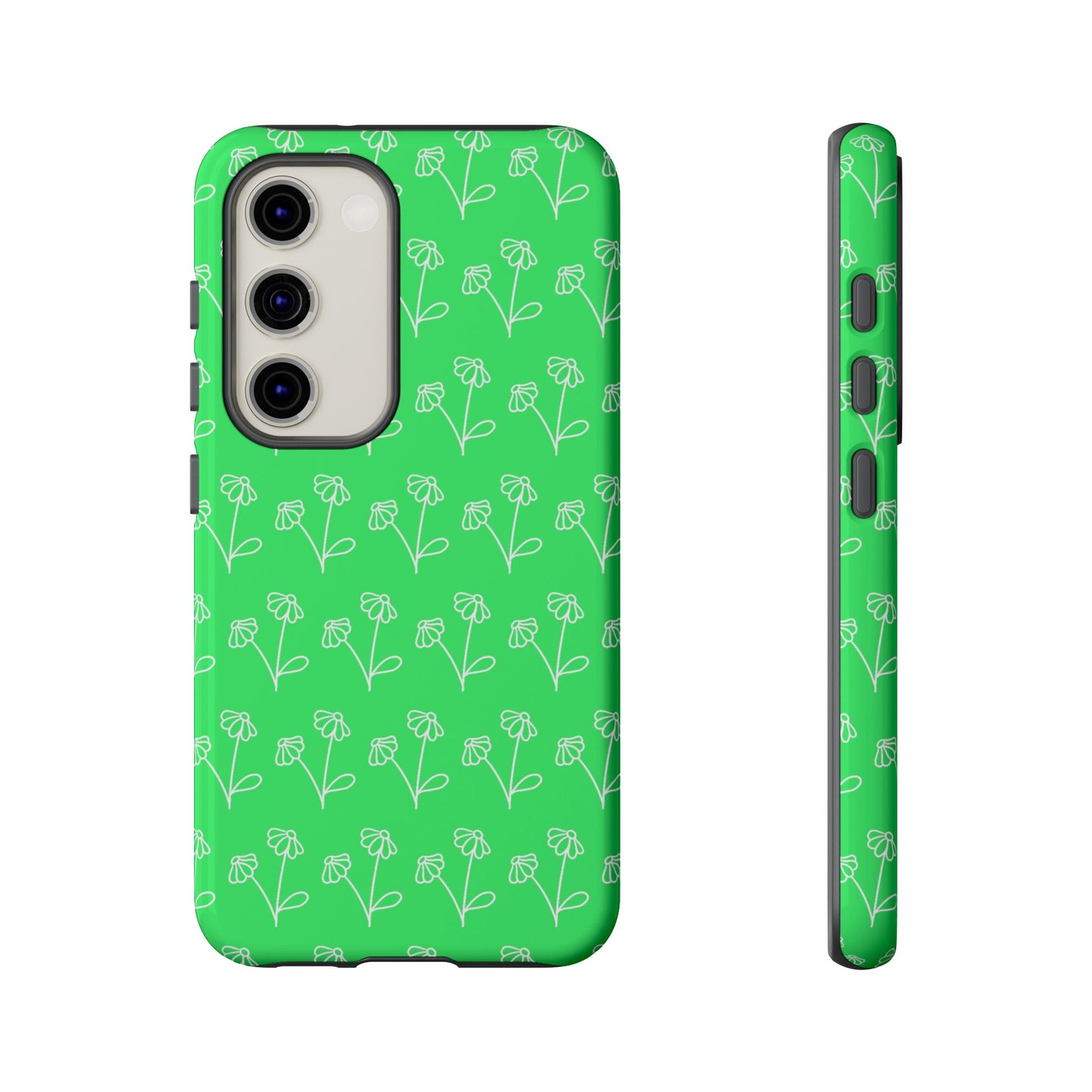 Doodle Flowers Phone Case Bright Green