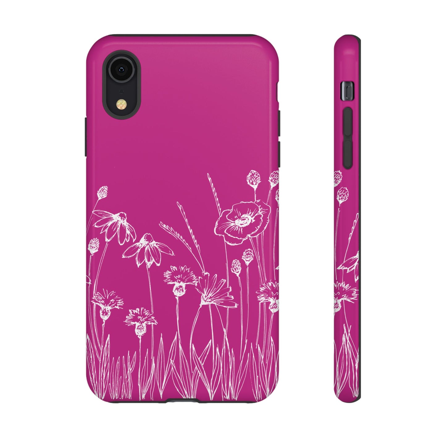 Doodle Flower Phone Case Hot Pink