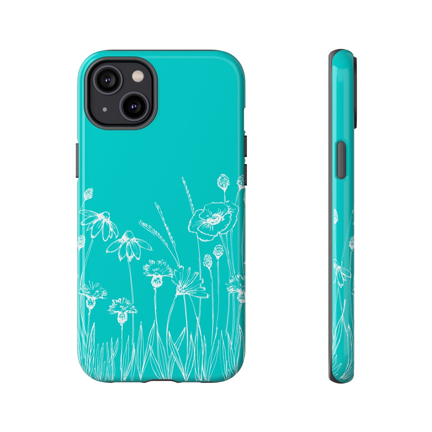 Doodle Flower Phone Case Aqua