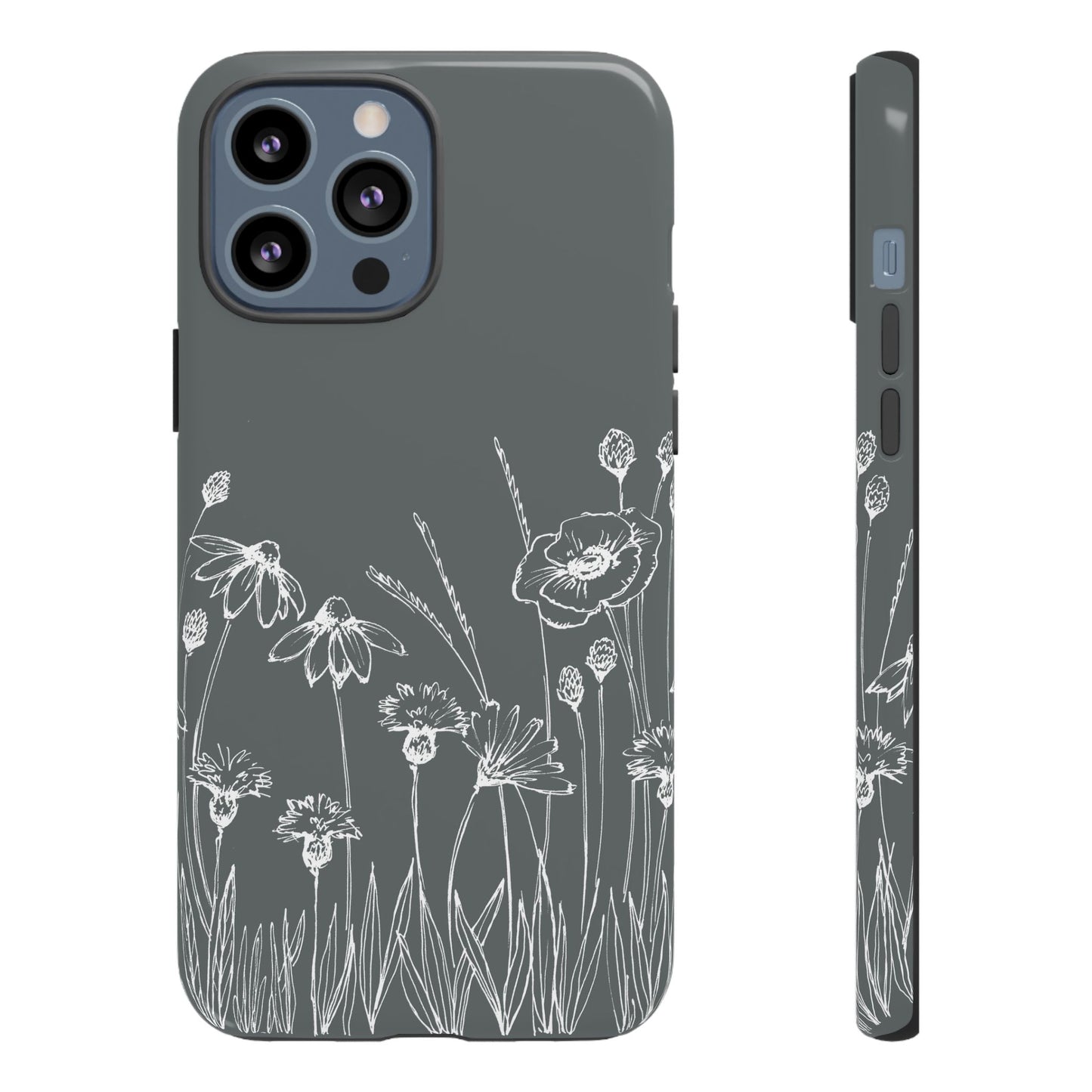 Doodle Flower Phone Case Gray