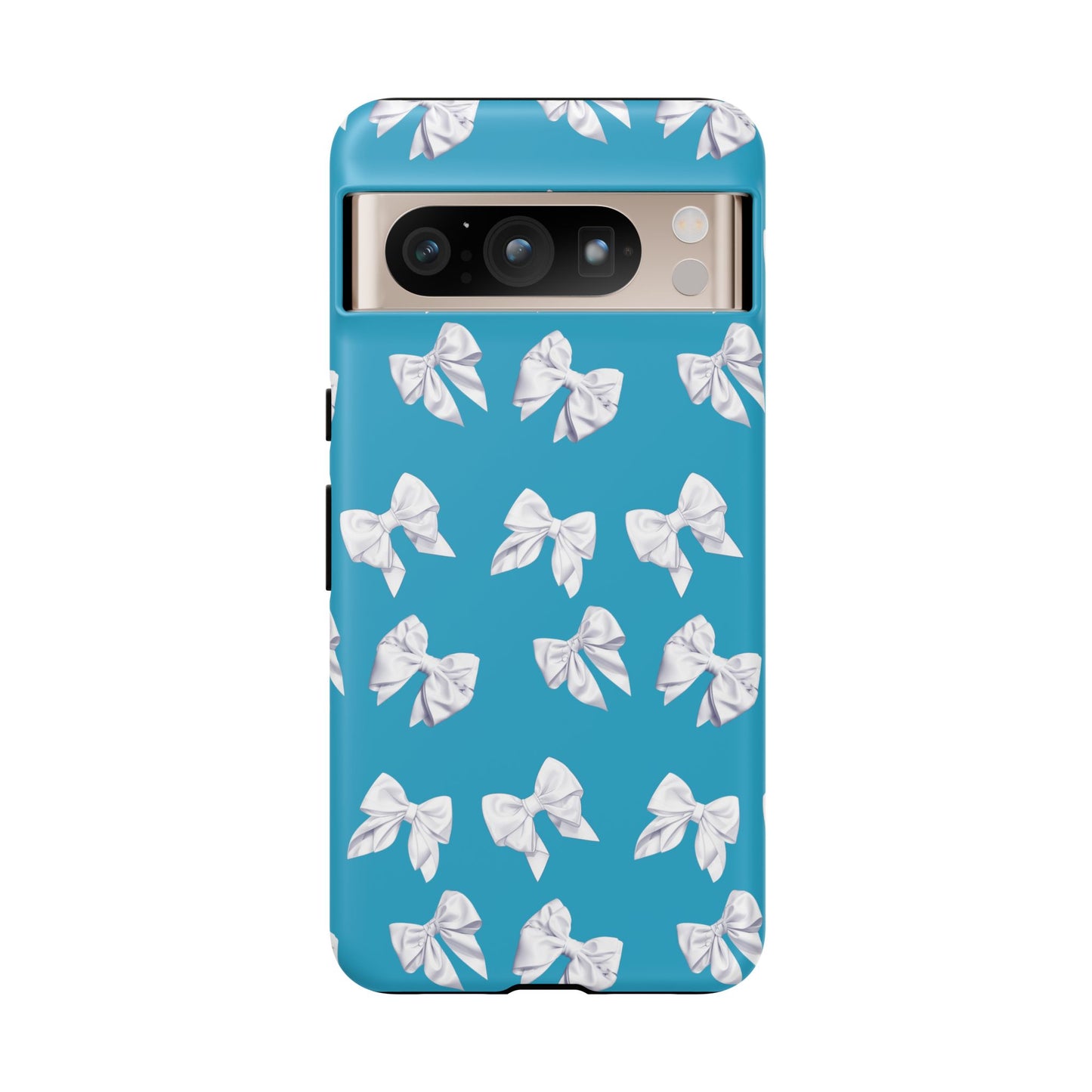 Bow Phone Case White on Turquoise