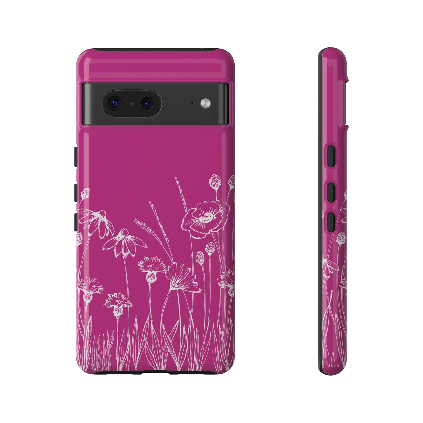 Doodle Flower Phone Case Hot Pink