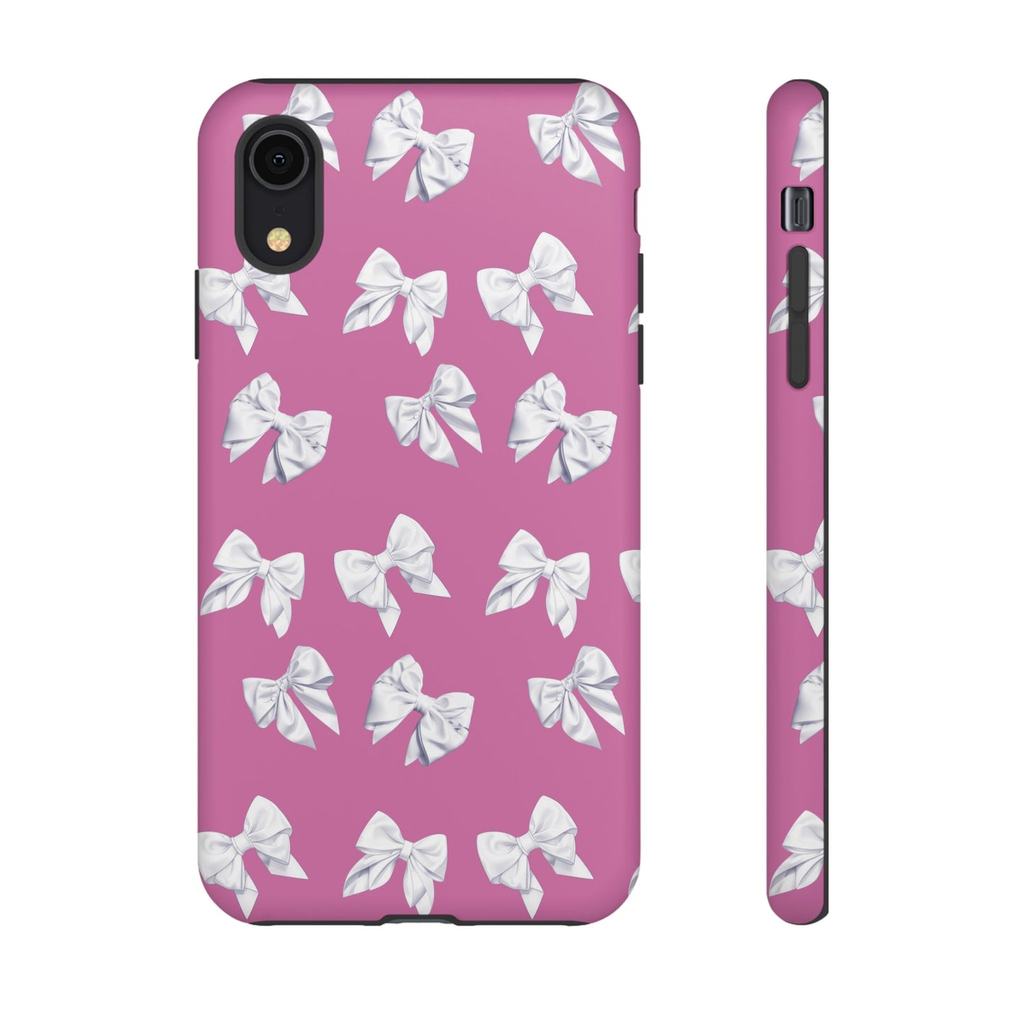 Bow Phone Case White on Pink