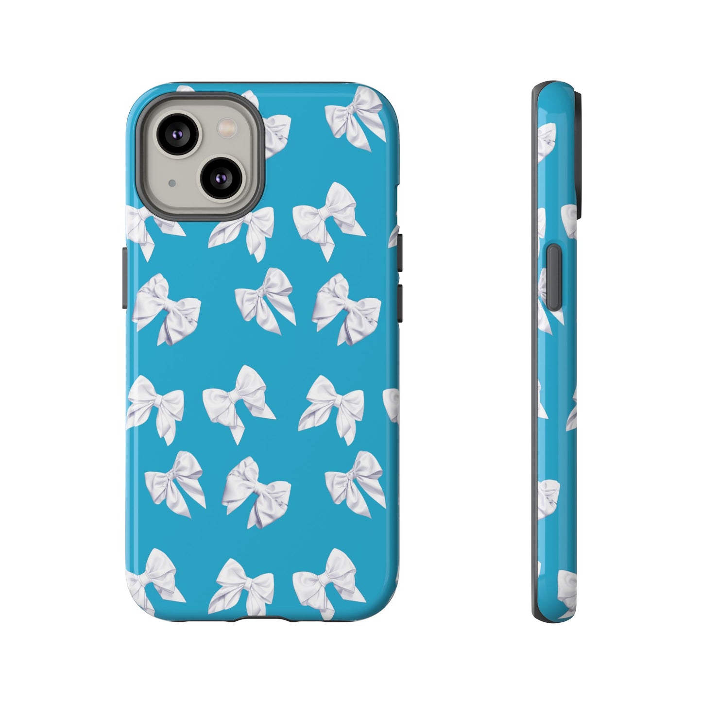 Bow Phone Case White on Turquoise