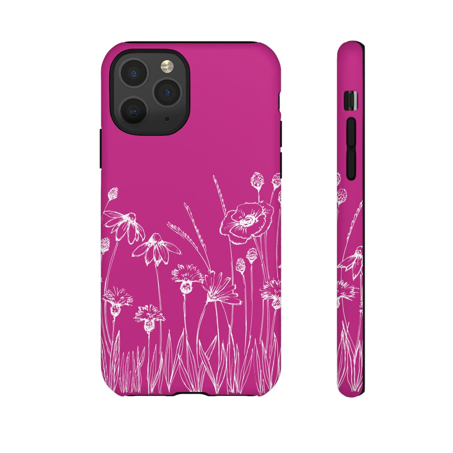 Doodle Flower Phone Case Hot Pink